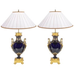 Pair of Sèvres Style Porcelain Lamps, circa 1900