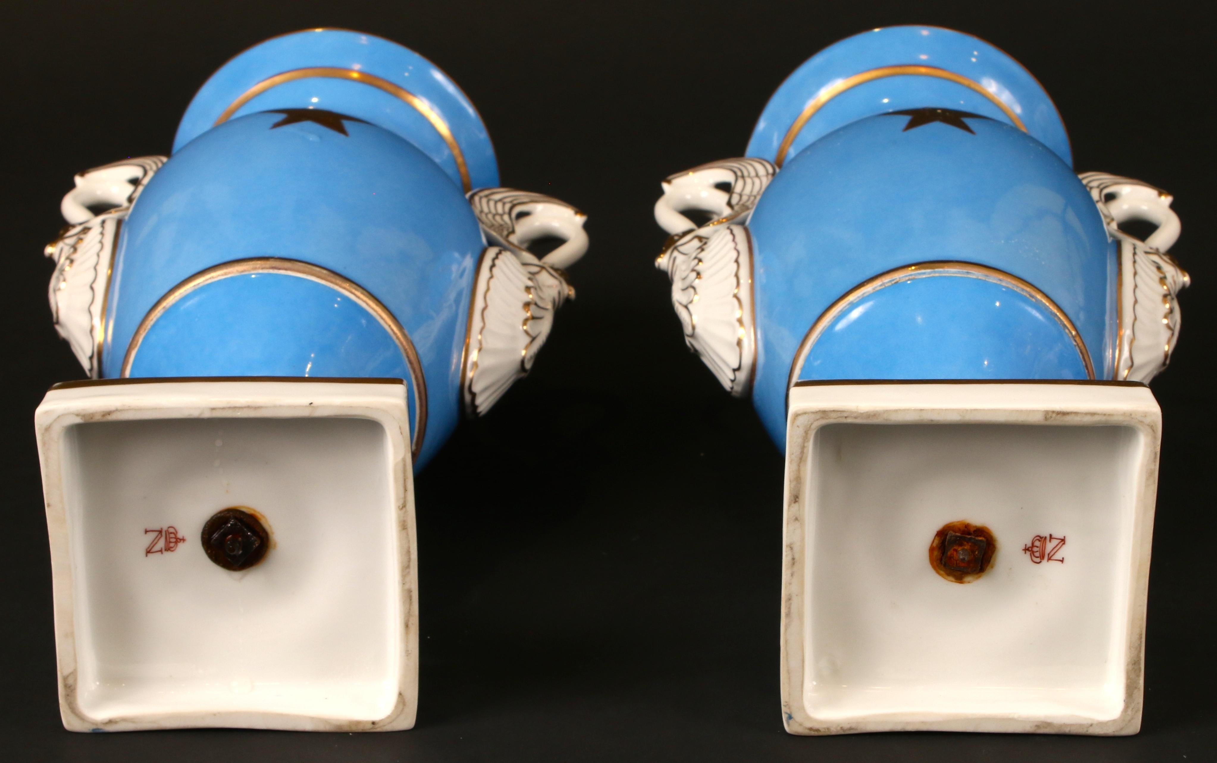 Pair of Sevres Style Porcelain Vases For Sale 4