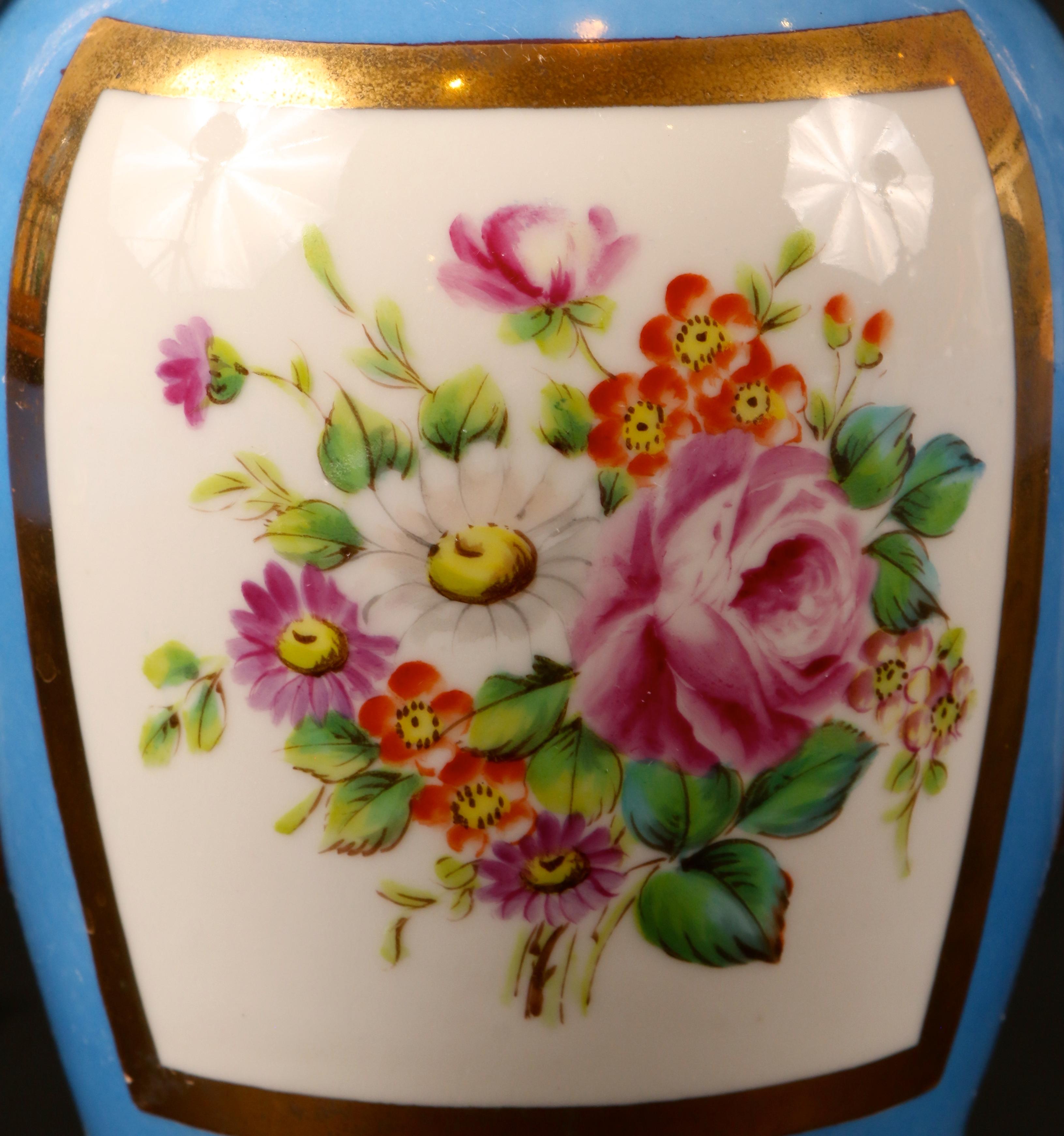 Neoclassical Pair of Sevres Style Porcelain Vases For Sale