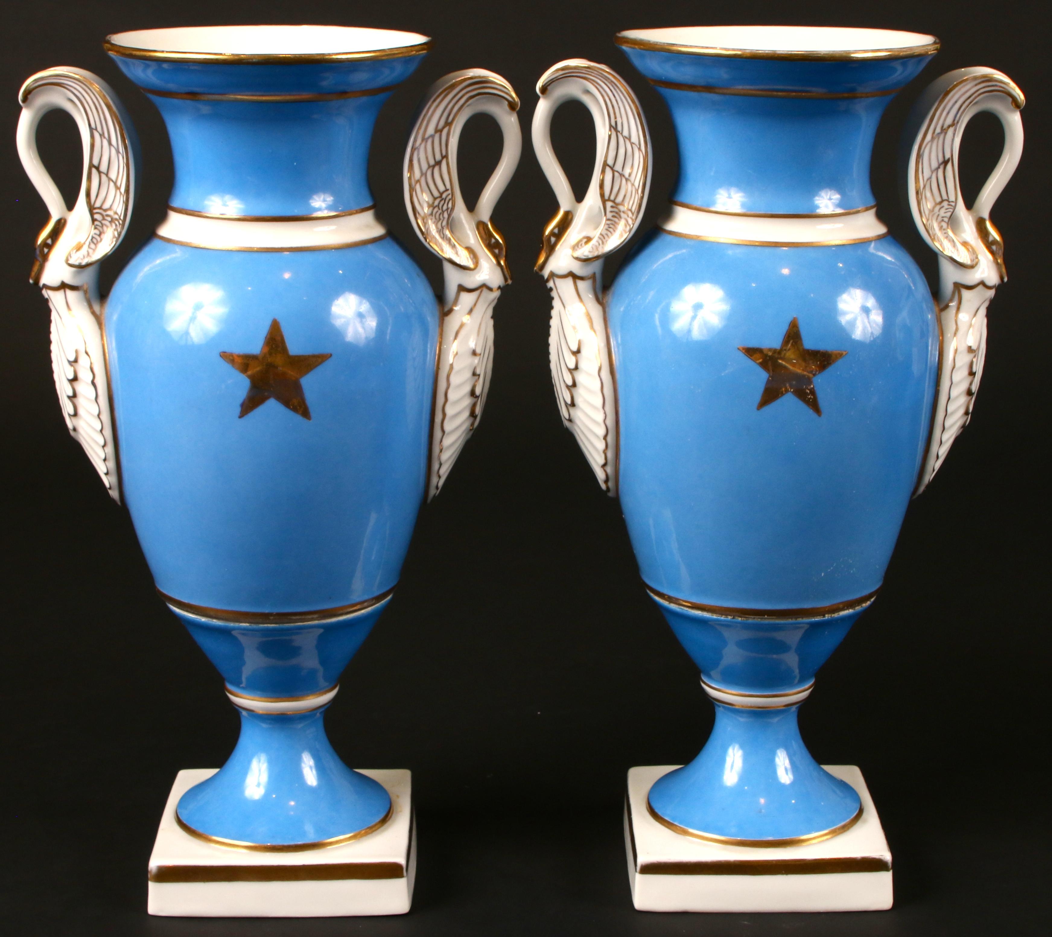 Hand-Painted Pair of Sevres Style Porcelain Vases For Sale
