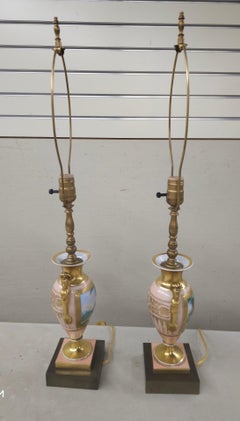 Pair of Sevres Types Porcelain Vases Mounted As Lamps