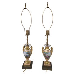 Pair of Sevres Types Porcelain Vases Mounted As Lamps