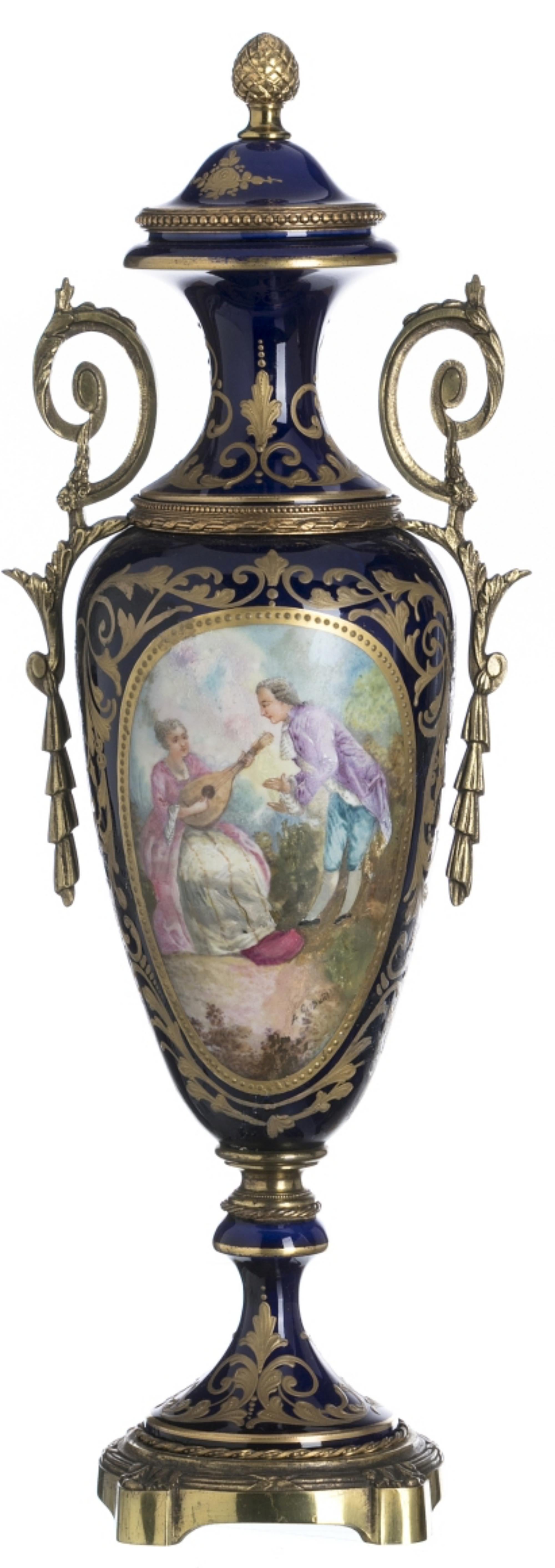 Hand-Crafted Pair of Sévres Vases Napoleon III, 19th Century For Sale