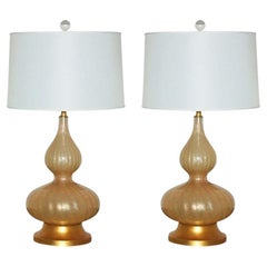 Ein Paar sexy Vintage Murano Champagner Gold Lampen mit Craquelure