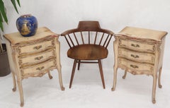 Pair of Shabby Chic French Provincial End Side Tables Nightstands White & Gold