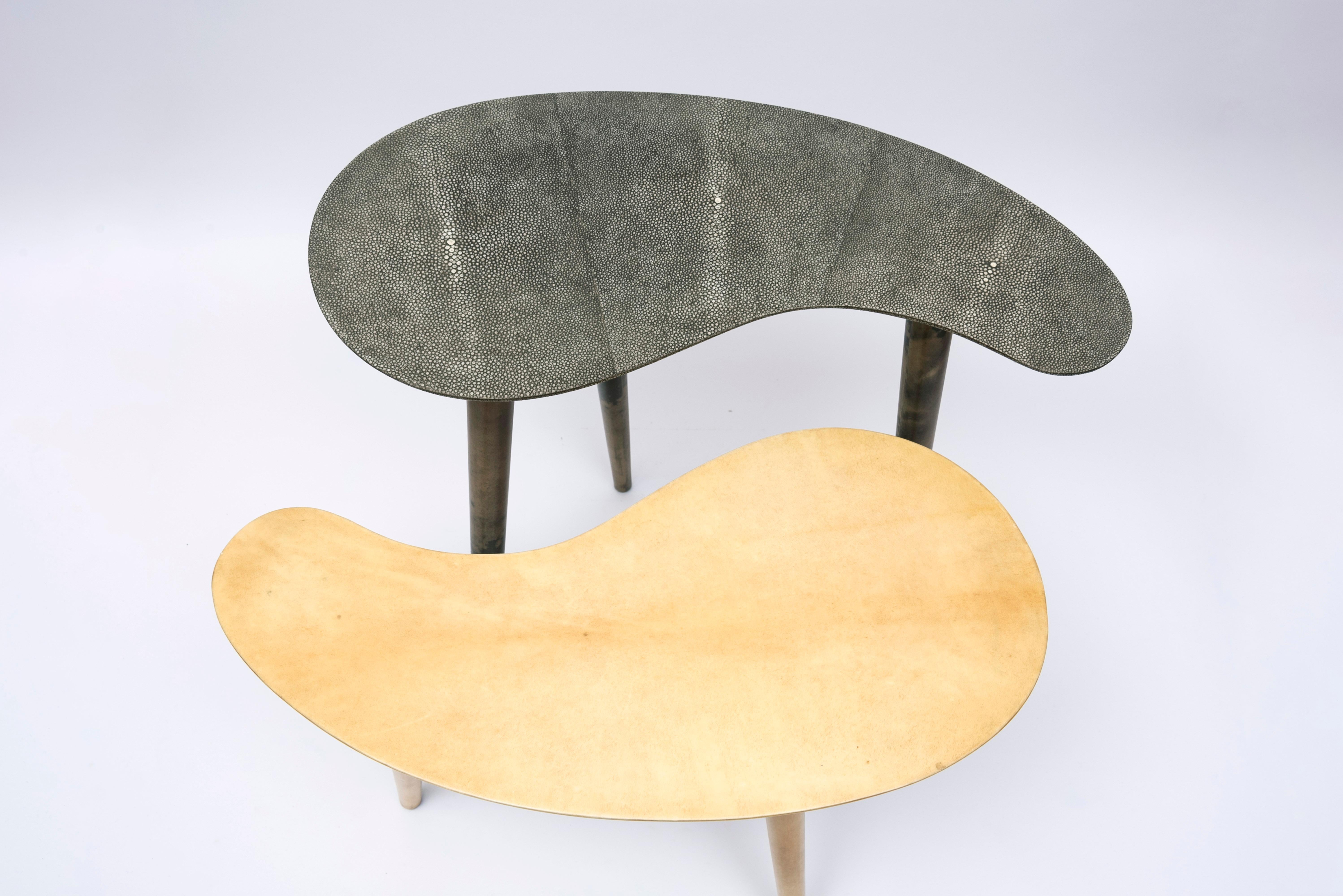 European Pair of Shagreen and Goatskin Nesting or Side Tables