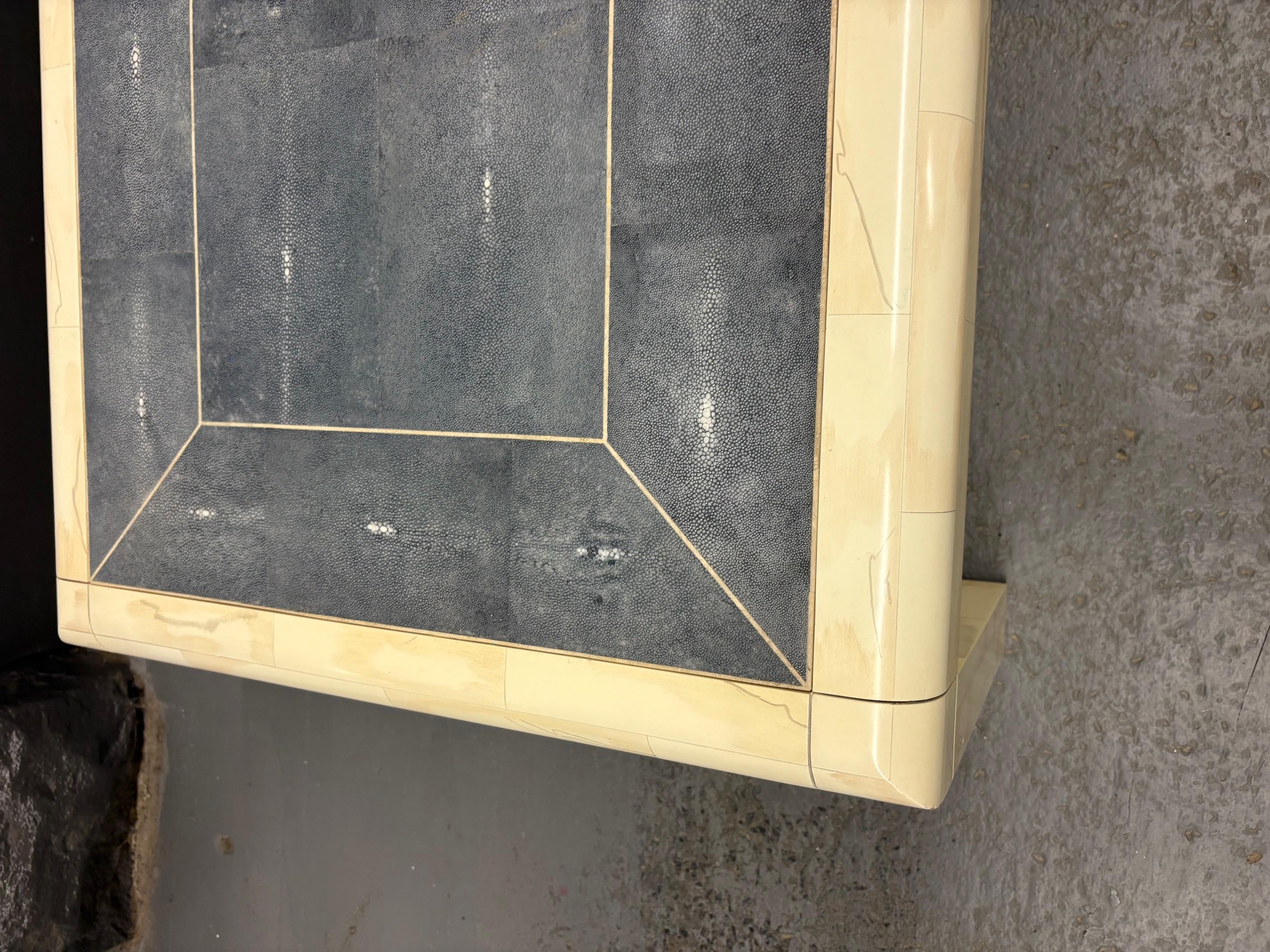 Pair of Shagreen and Tessellated Side Tables by Karl Springer For Sale 5