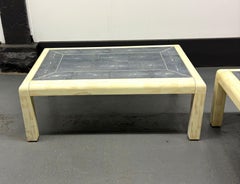 Coppia di tavolini in zigrino e tessellato di Karl Springer