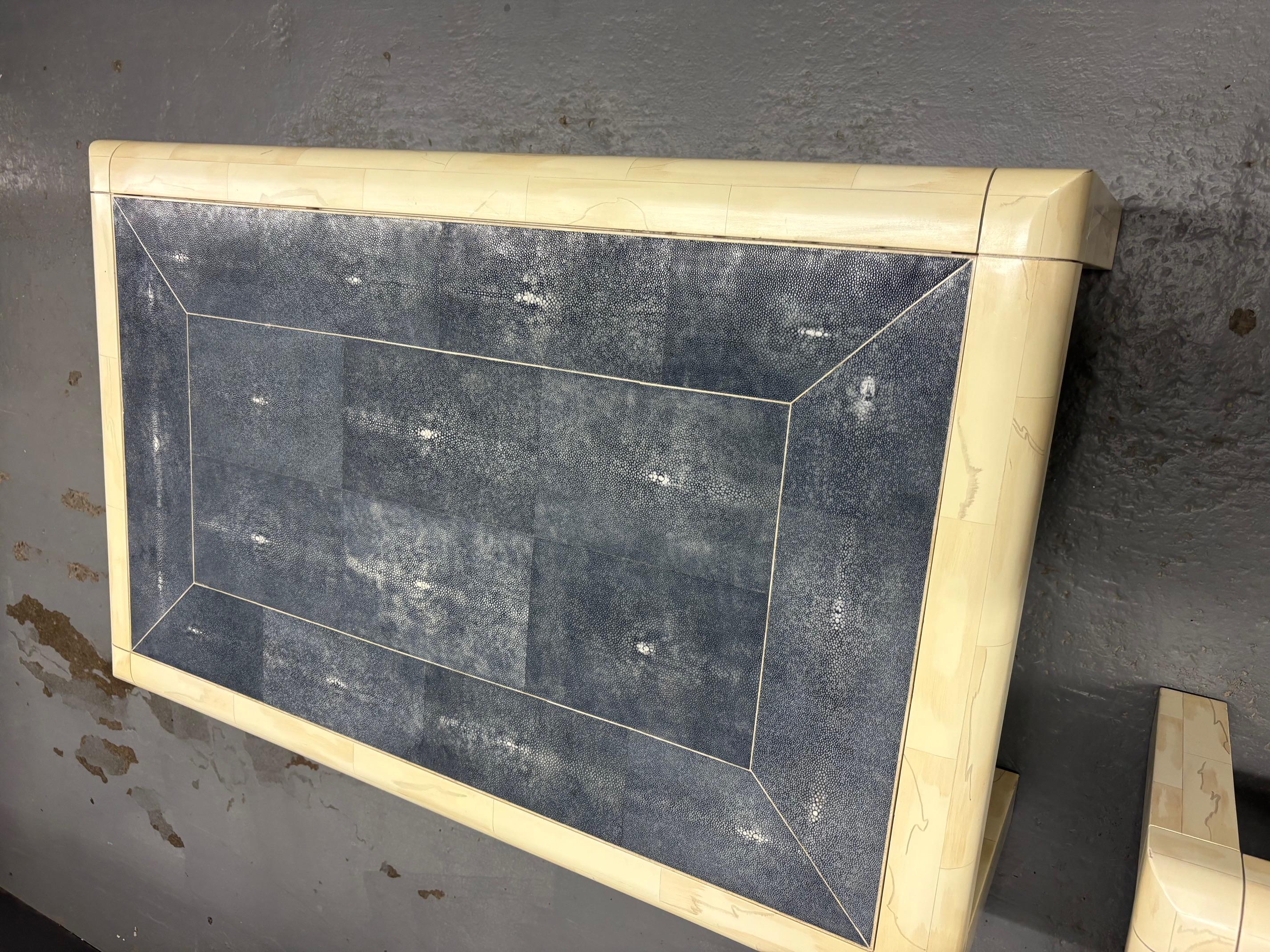 Pair of Shagreen and Tessellated Side Tables by Karl Springer For Sale 2