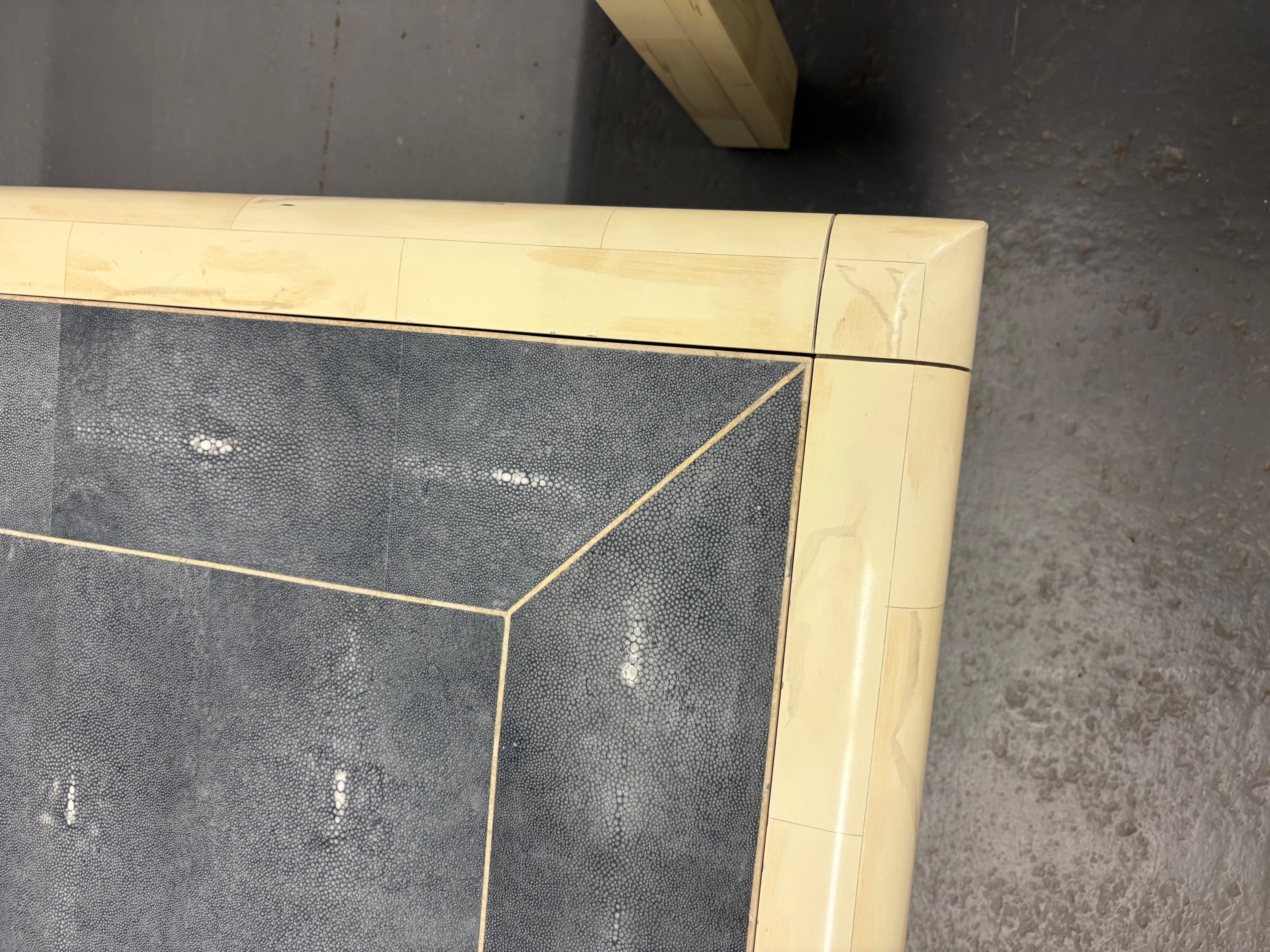 Pair of Shagreen and Tessellated Side Tables by Karl Springer For Sale 4