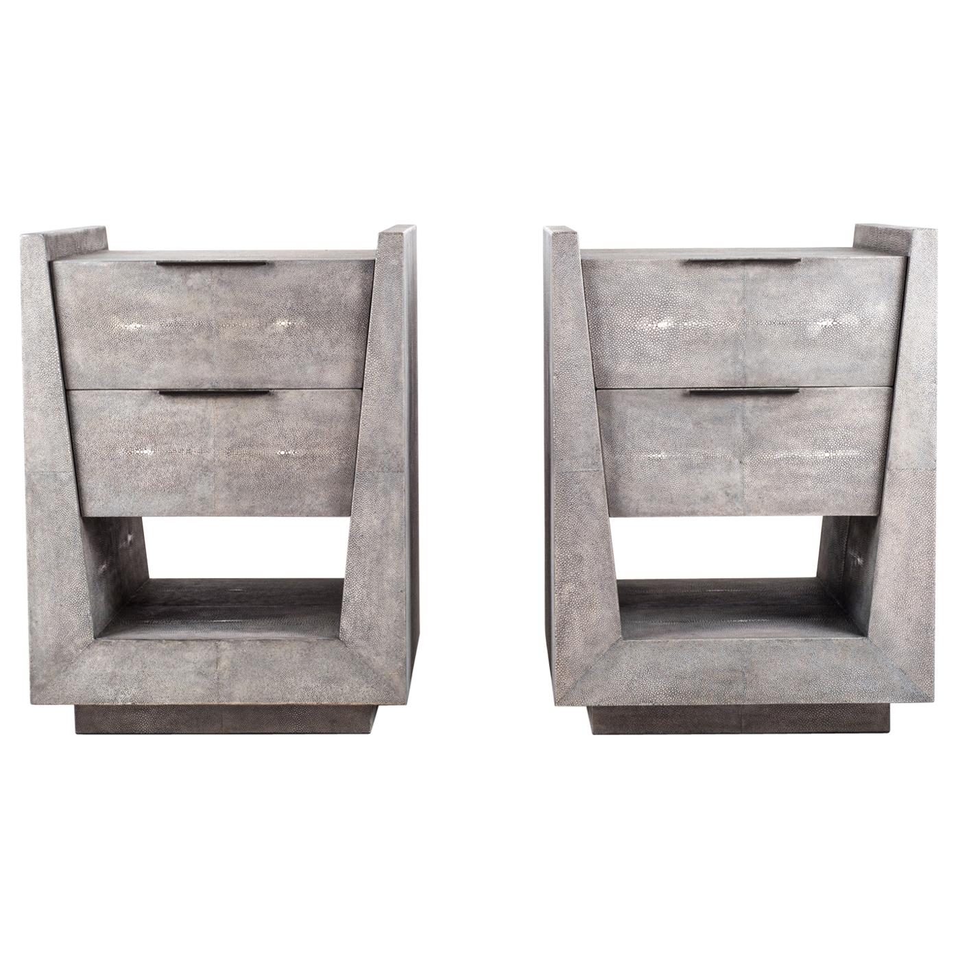 Pair of Shagreen Bedside Tables by R&Y Augousti