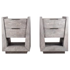 Pair of Shagreen Bedside Tables by R&Y Augousti