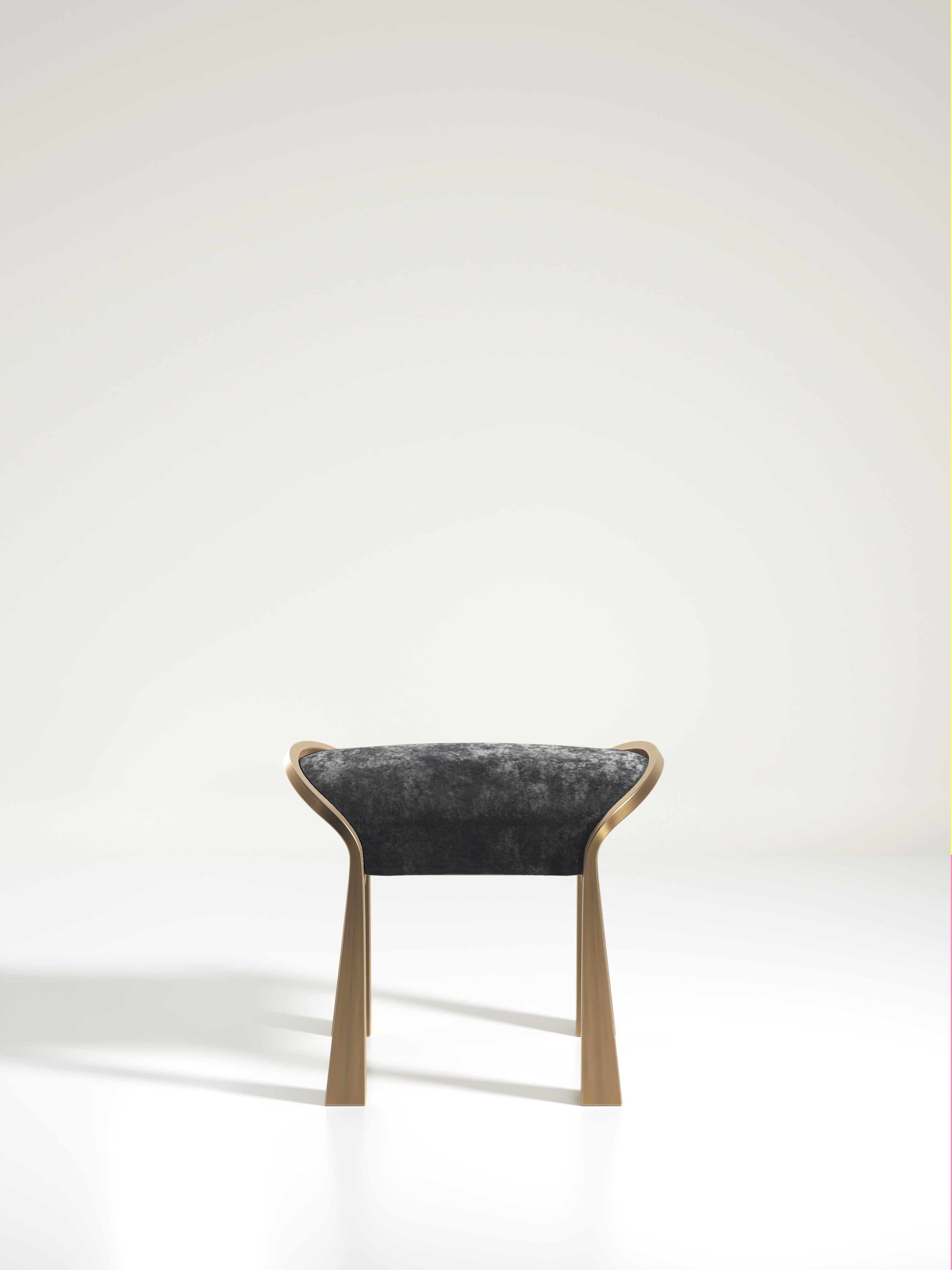 Coppia di sgabelli intarsiati in zigrino con gambe scultoree in ottone di & Y Augousti in vendita 8