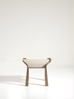 Pair of Shagreen Inlaid Stools with Sculptural Brass Legs by R&Y Augousti