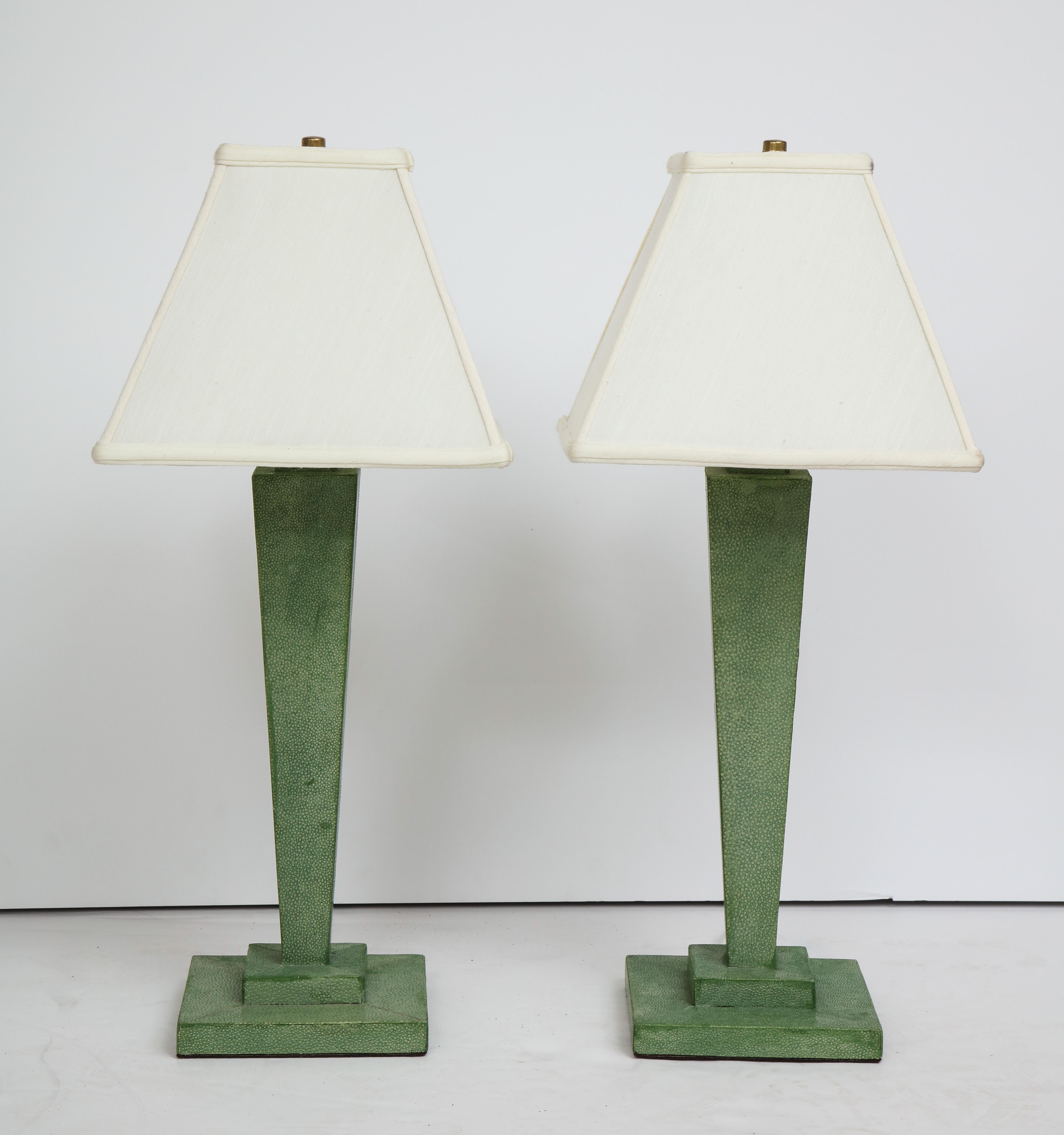 French Pair of Shagreen Lamps