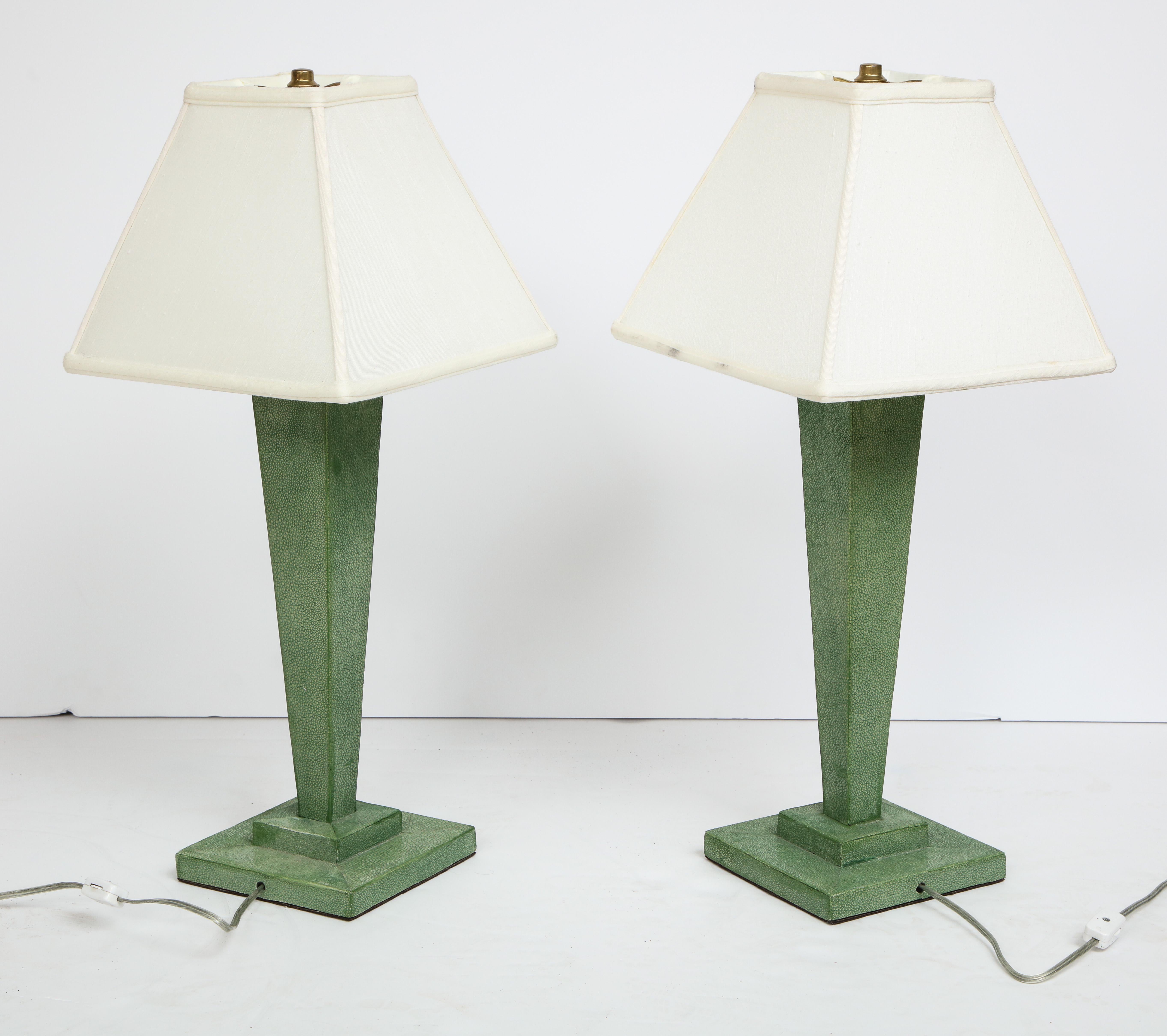 Pair of Shagreen Lamps 1
