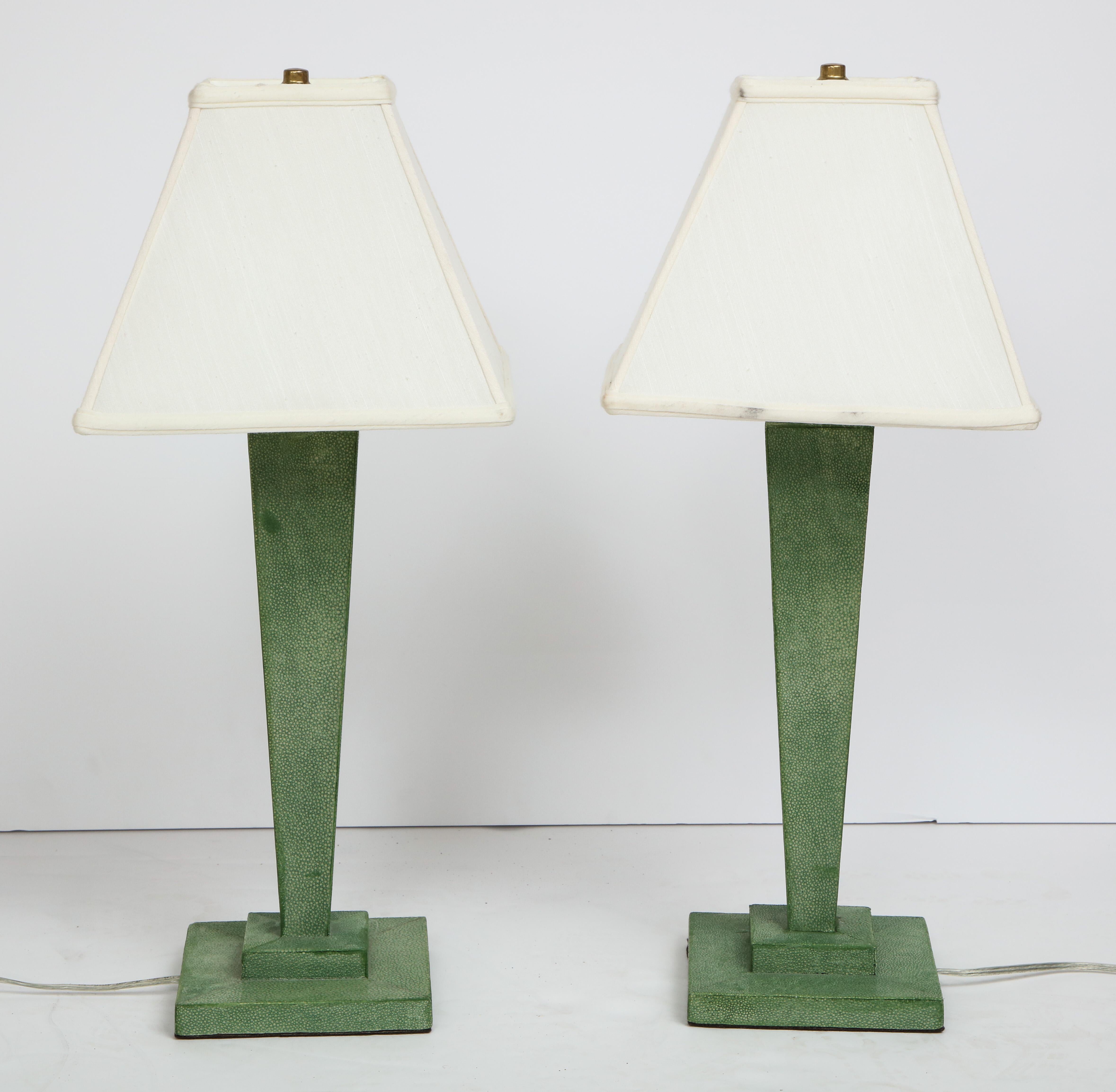 Pair of Shagreen Lamps 2