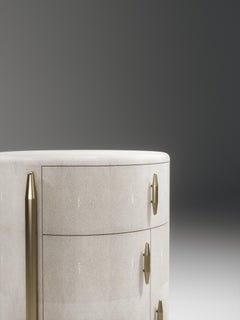 Pair of Shagreen Night Stands with Brass Accents by Kifu Paris