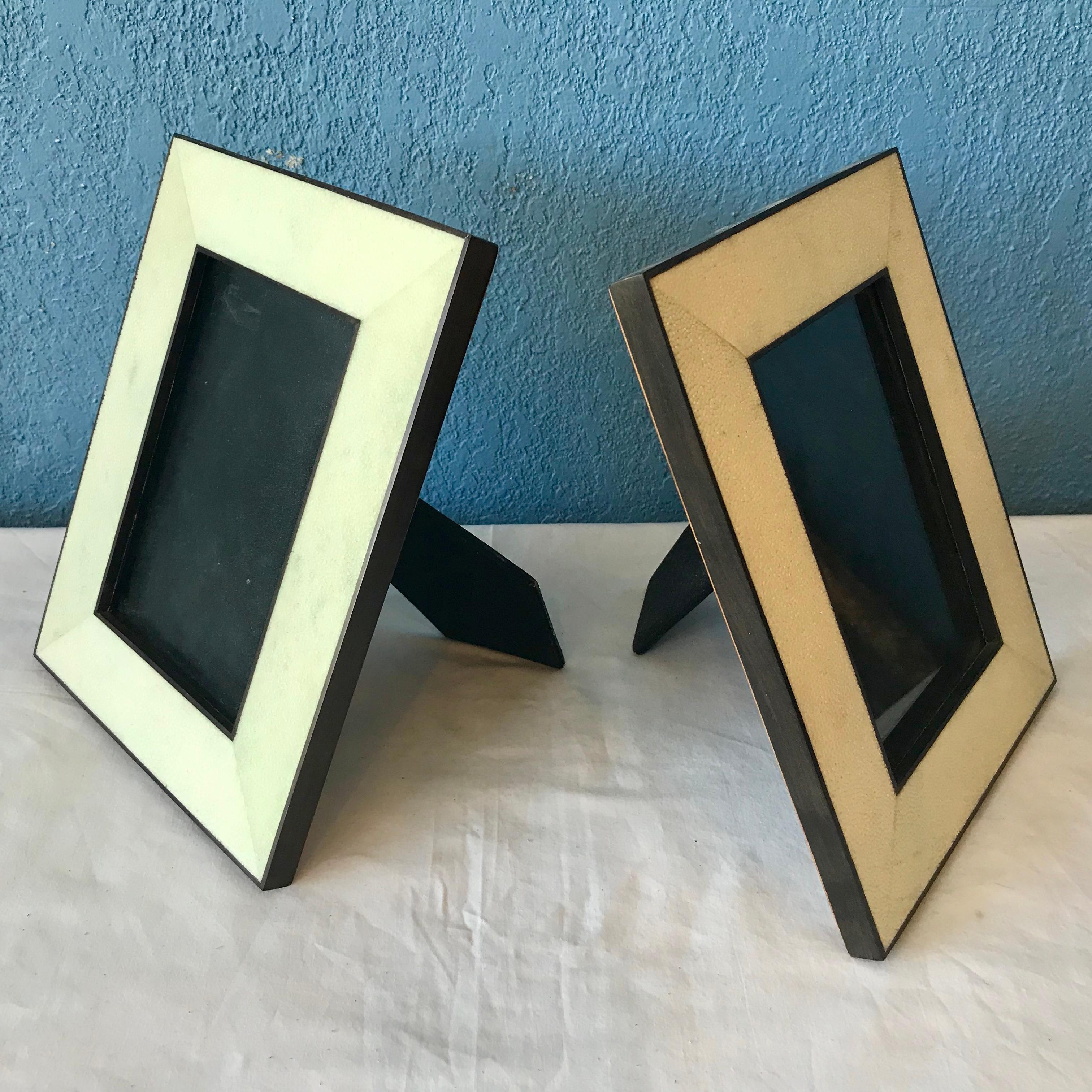 Pair of Shagreen Picture Frames In Good Condition In West Palm Beach, FL