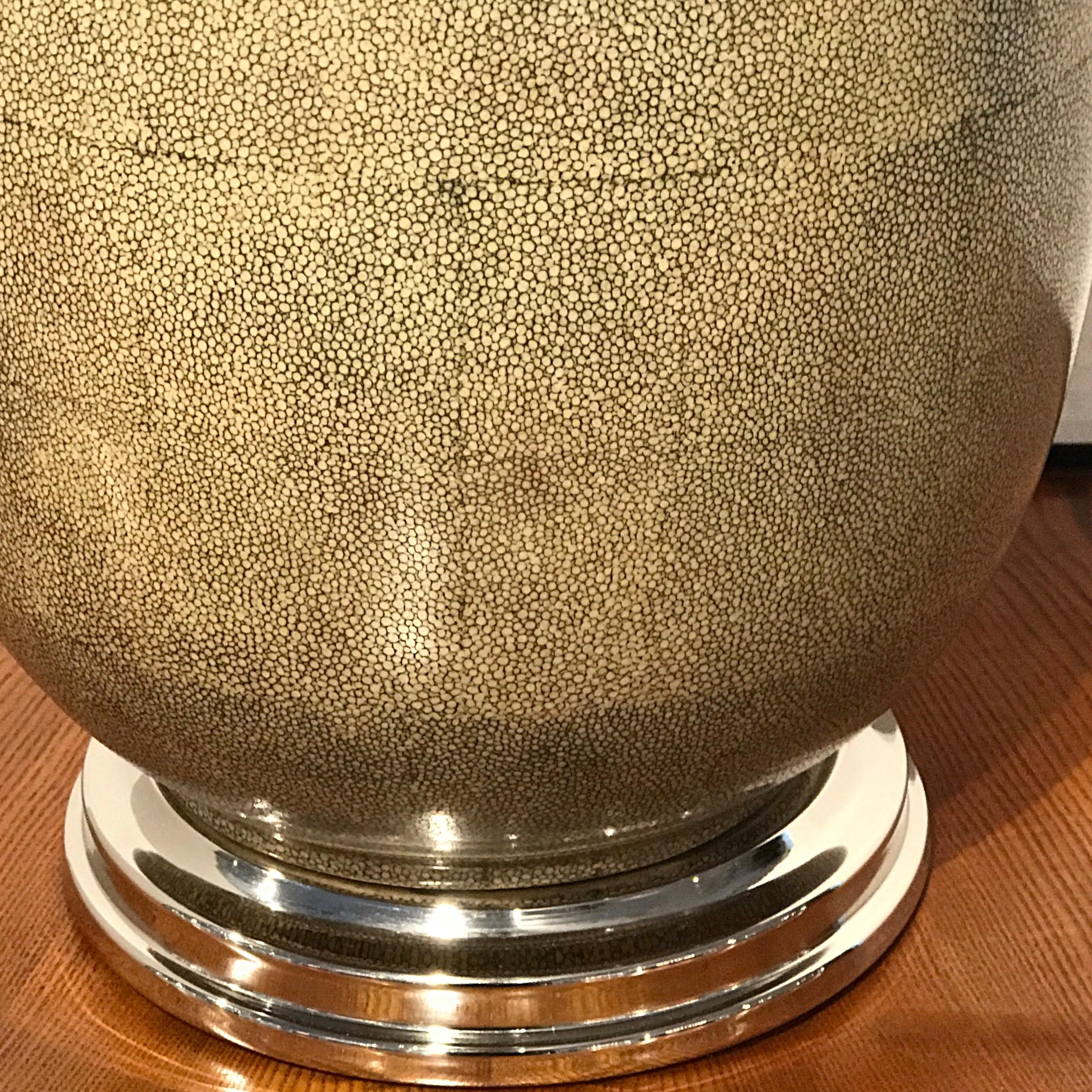 Pair of Shagreen Porcelain Vases, Now as Lamps For Sale 1