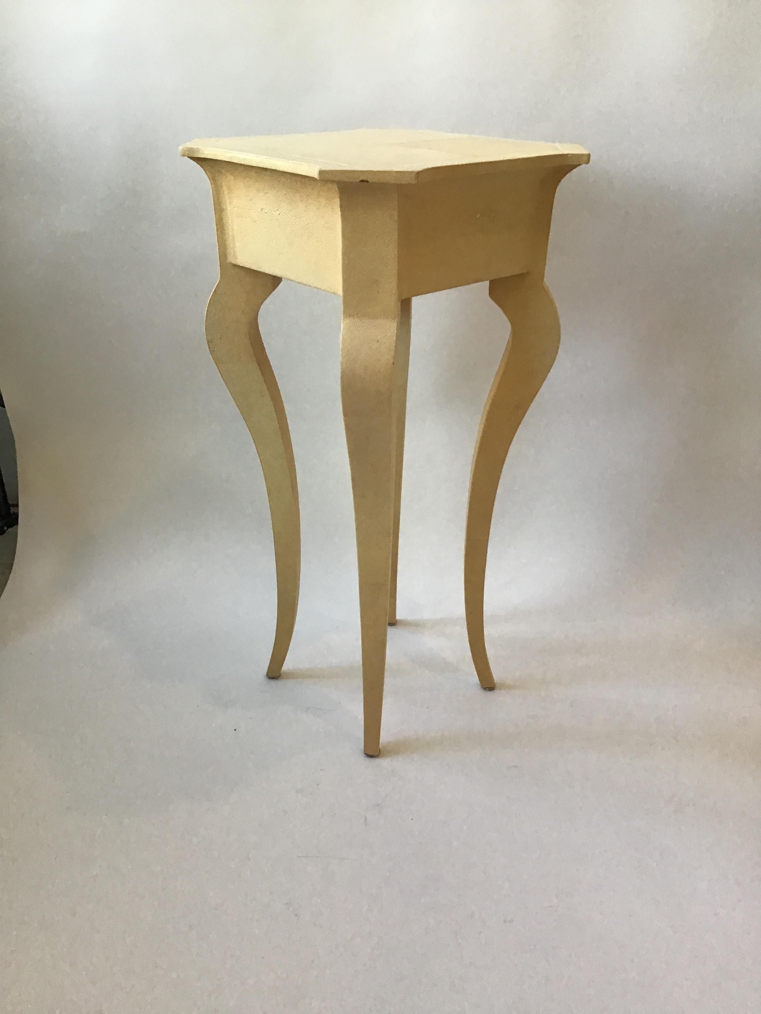Contemporary Pair of Shagreen Side Tables For Sale