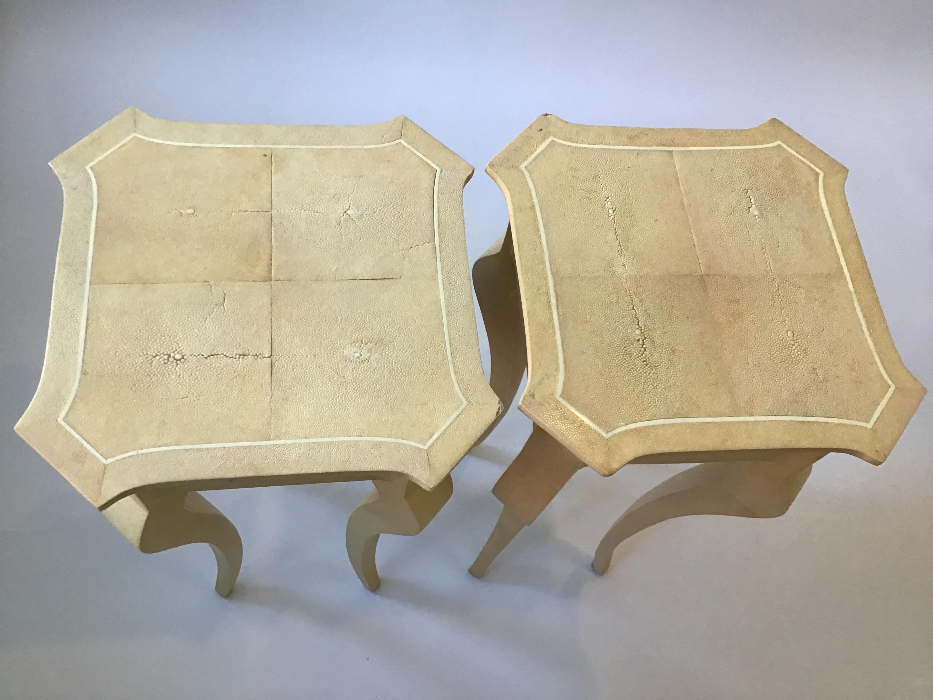 Pair of Shagreen Side Tables For Sale 1