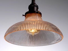 Pair of Shallow Dome Holophane Pendants