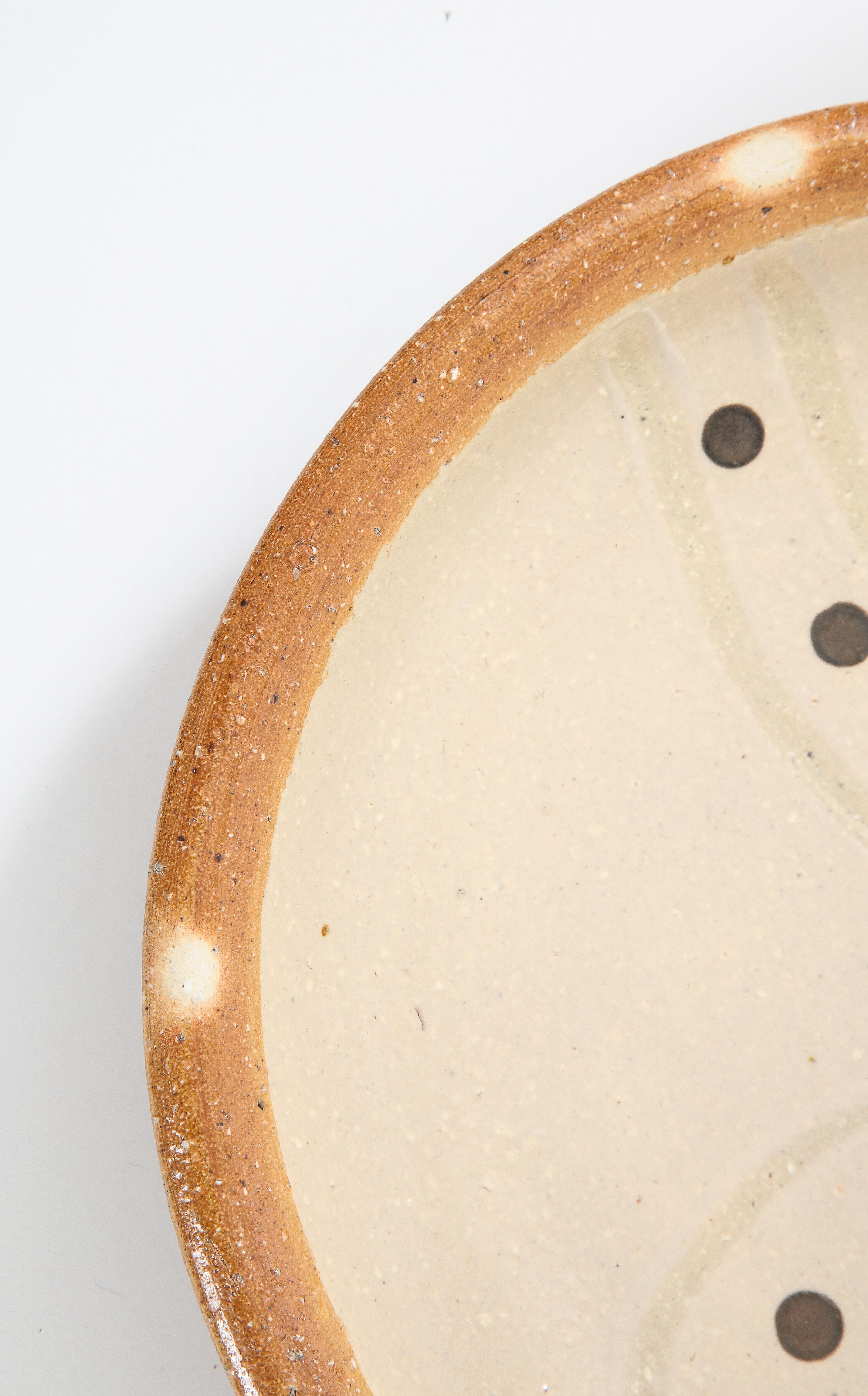 Late 20th Century Pair of Shallow Stoneware Bowls with Abstract Pattern