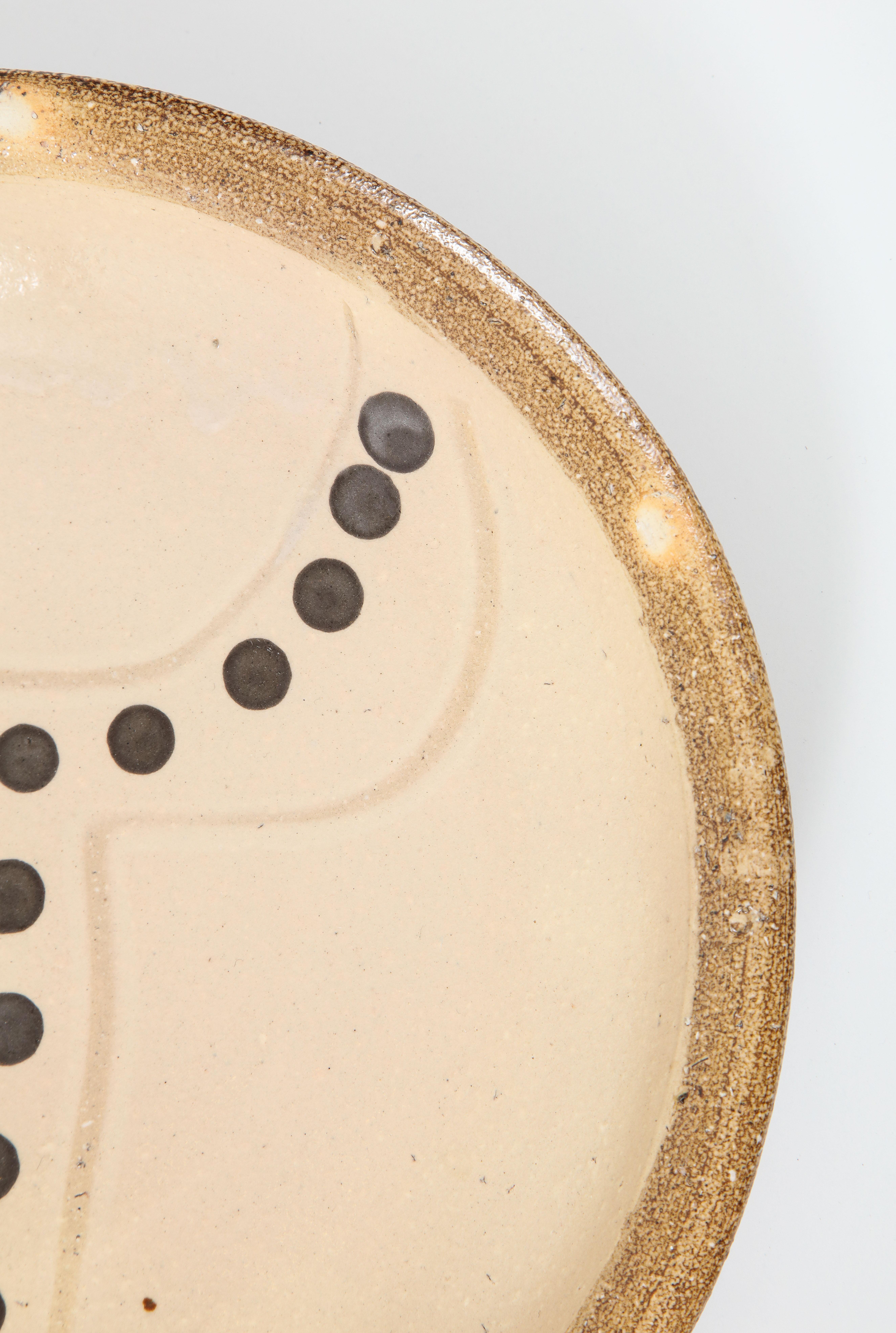 Pair of Shallow Stoneware Bowls with Abstract Pattern 1