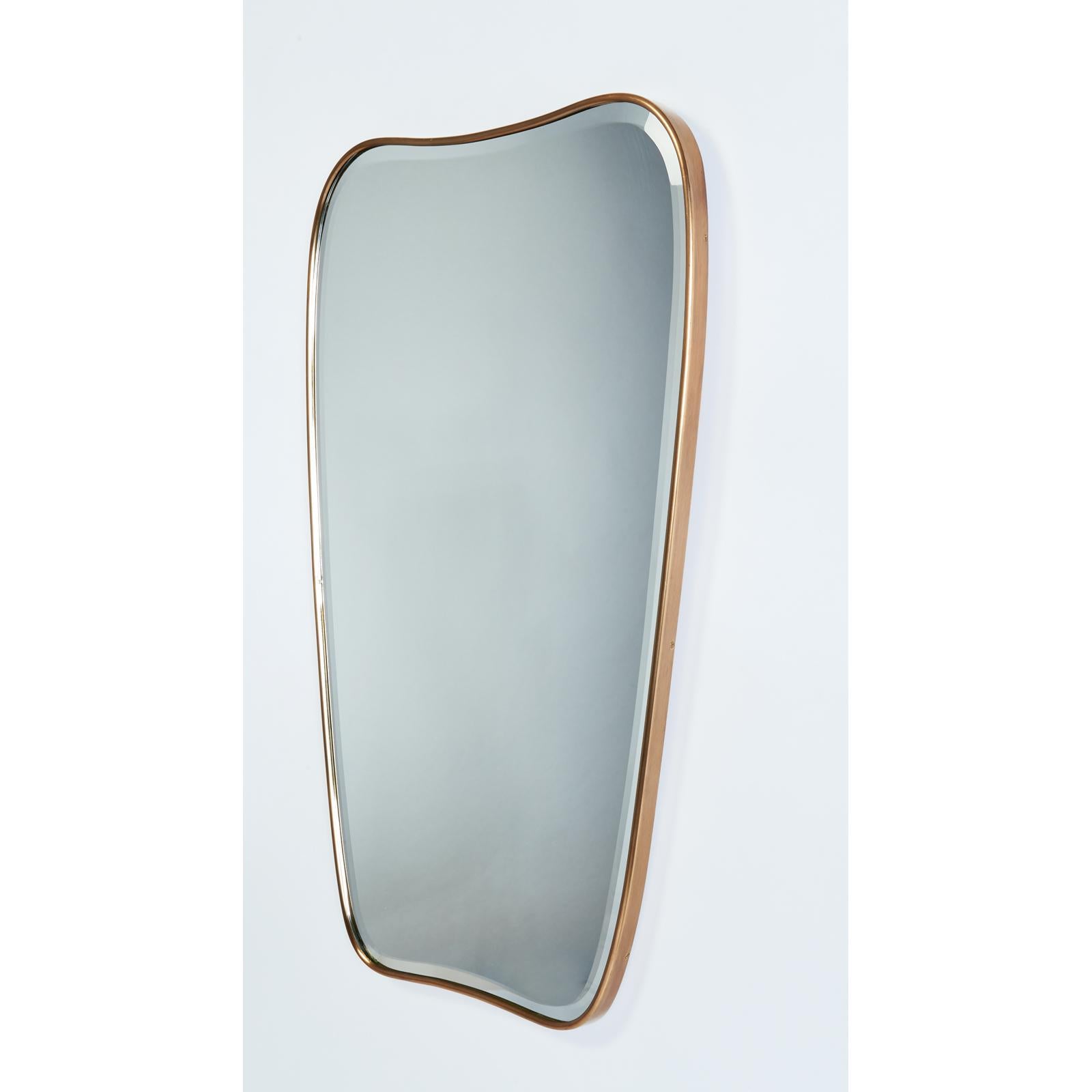 Italian A Single Shaped Brass Mirror, Italy, 1950s