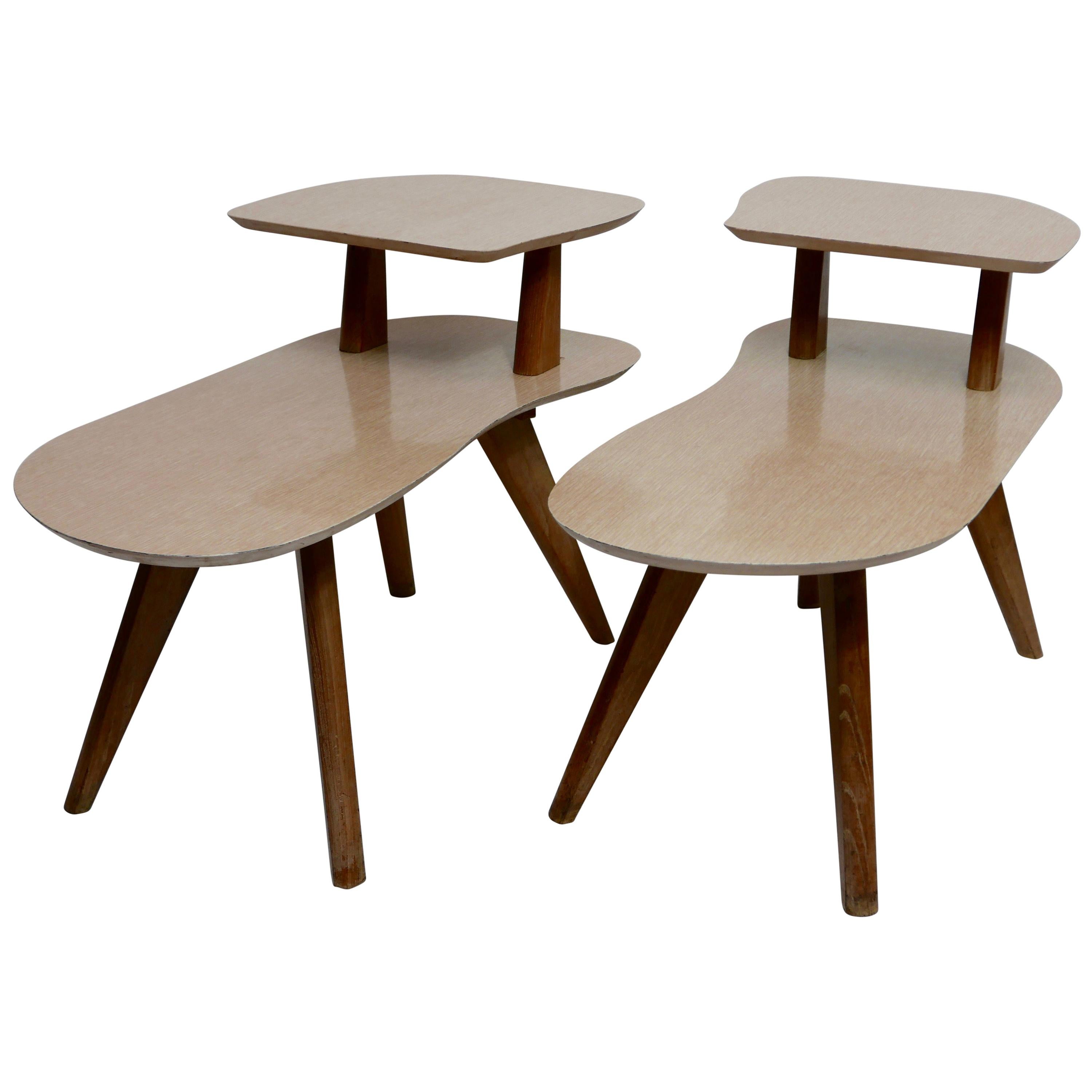 Pair of Shapely Mid-Century Modern Side Tables