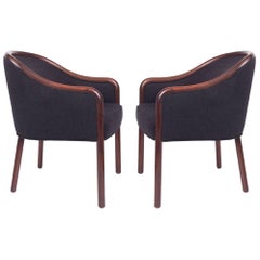 Pair of Shapely Upholstered Bentwood Club Chairs by Ward Bennett, 1960's