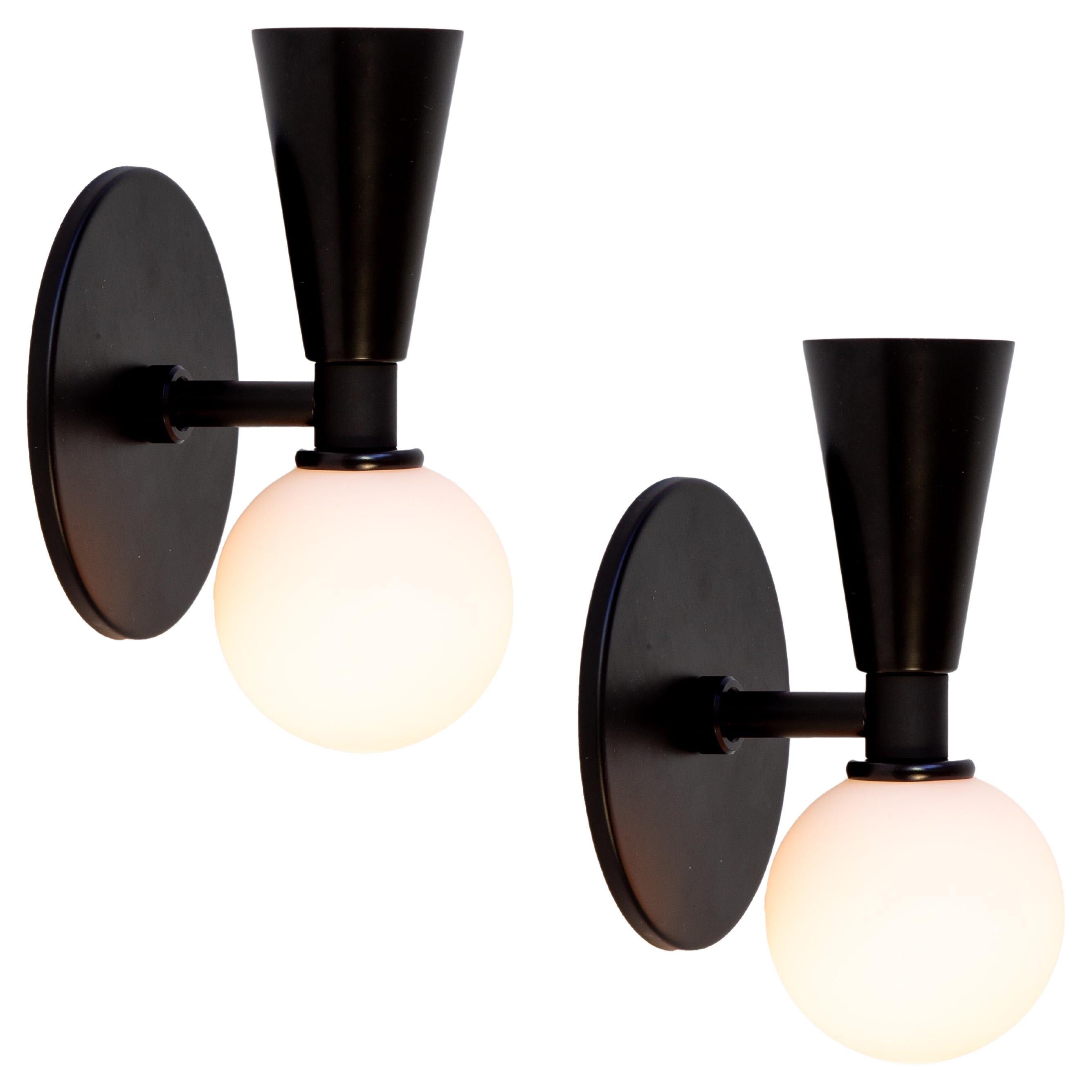 Pair of Shapes Wall Sconces by Research.Lighting, Black, Made to Order
