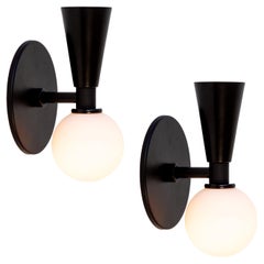 Pair of Shapes Wall Sconces by Research.Lighting, Black, Made to Order