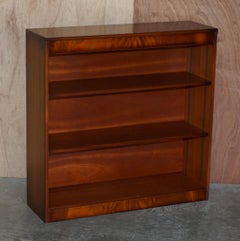 Pair of Shaws of London Flamed Hardwood Dwarf Open Library Bookcases Part Suite