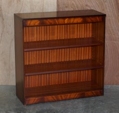 Pair of Shaws of London Flamed Hardwood Dwarf Open Library Bookcases Small Suite