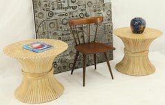 Pair of Sheaf of Bamboo Wheat Side End Occasional Tables Pedestals by McGuire