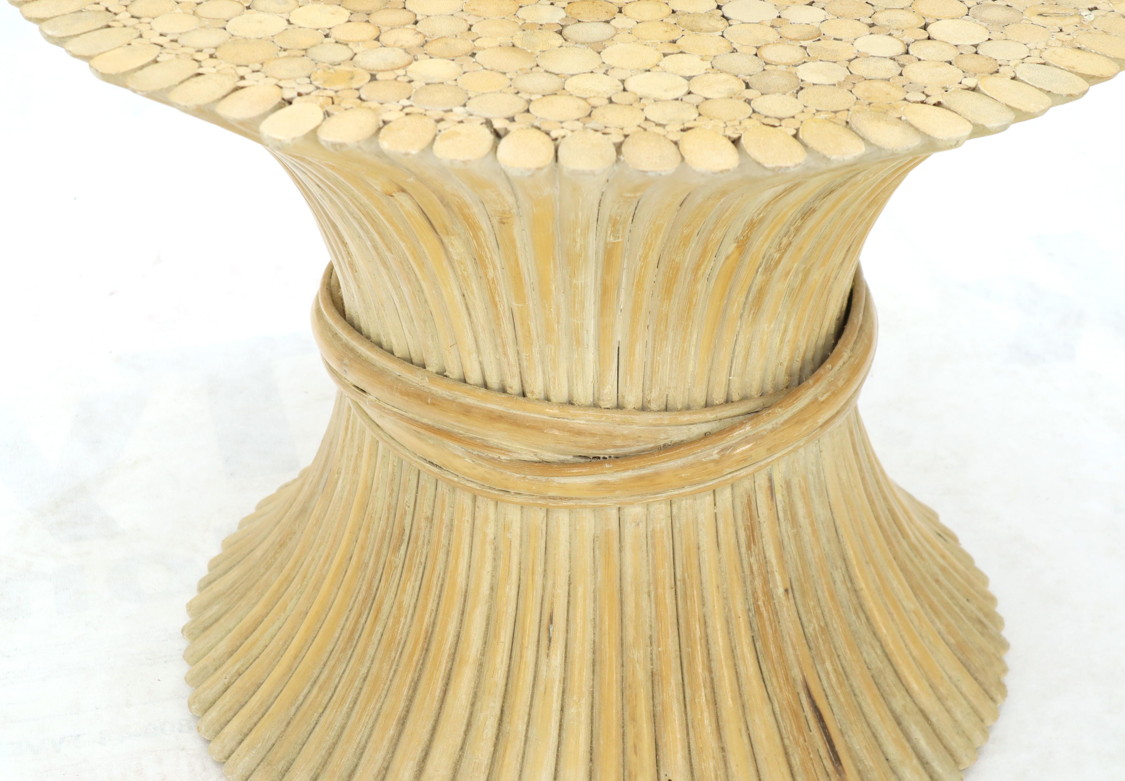 American Pair of Sheaf of Bamboo Wheat Side End Occasional Tables Pedestals by McGuire