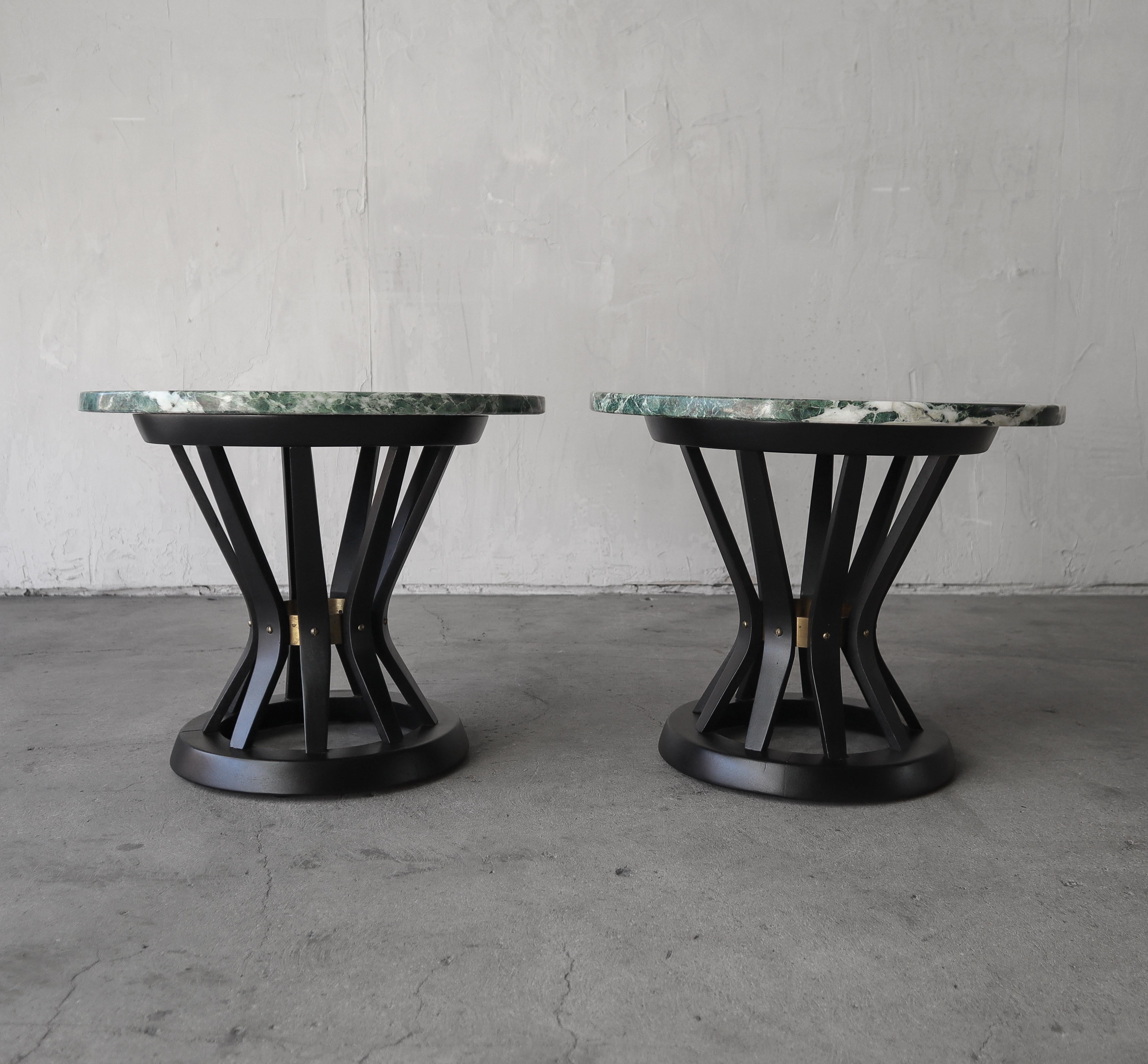 Marble Pair of Sheaf of Wheat Tables by Edward Wormley For Sale