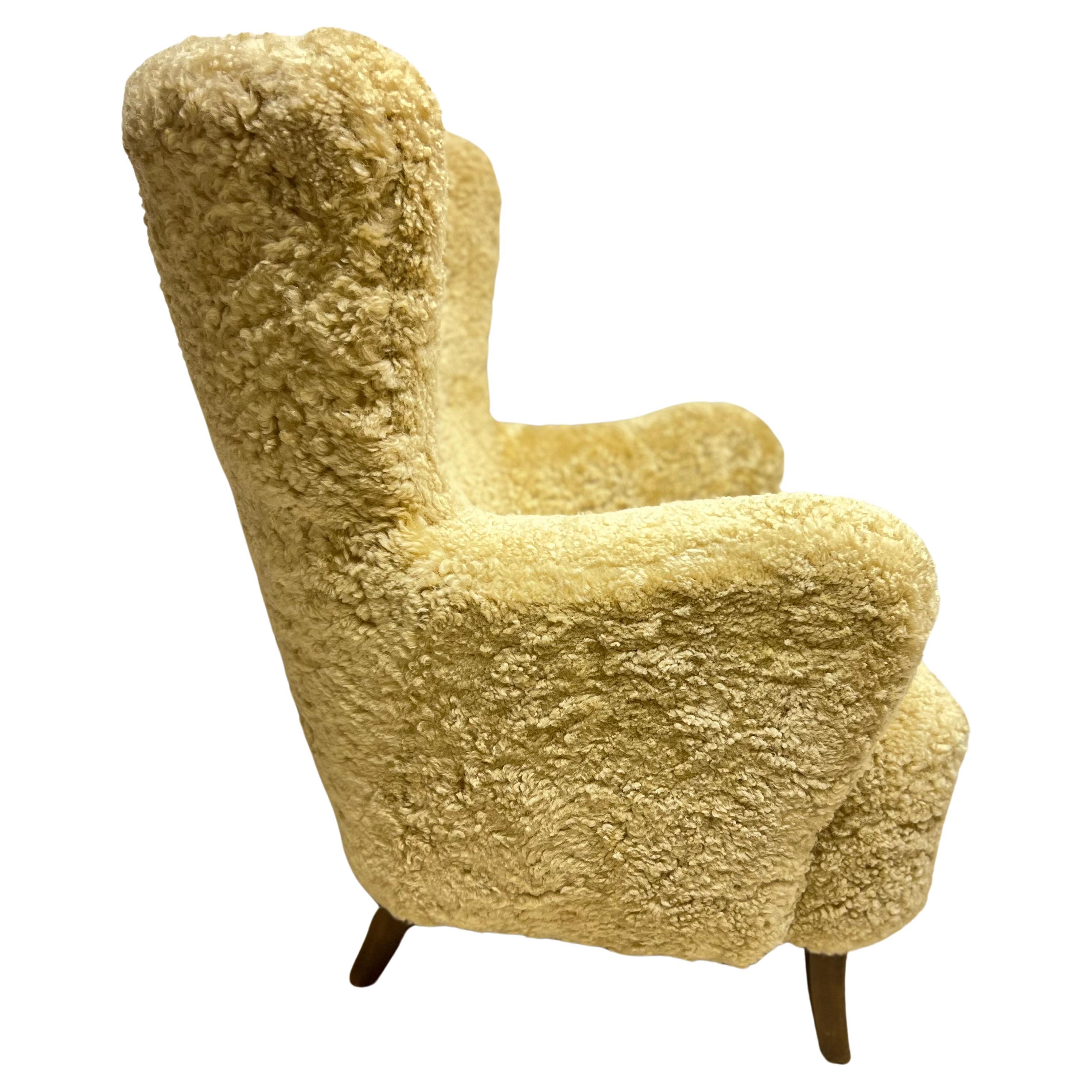 Mid-20th Century Pair of Shearling Chairs by Alfred Christensen, Denmark circa 1950 For Sale