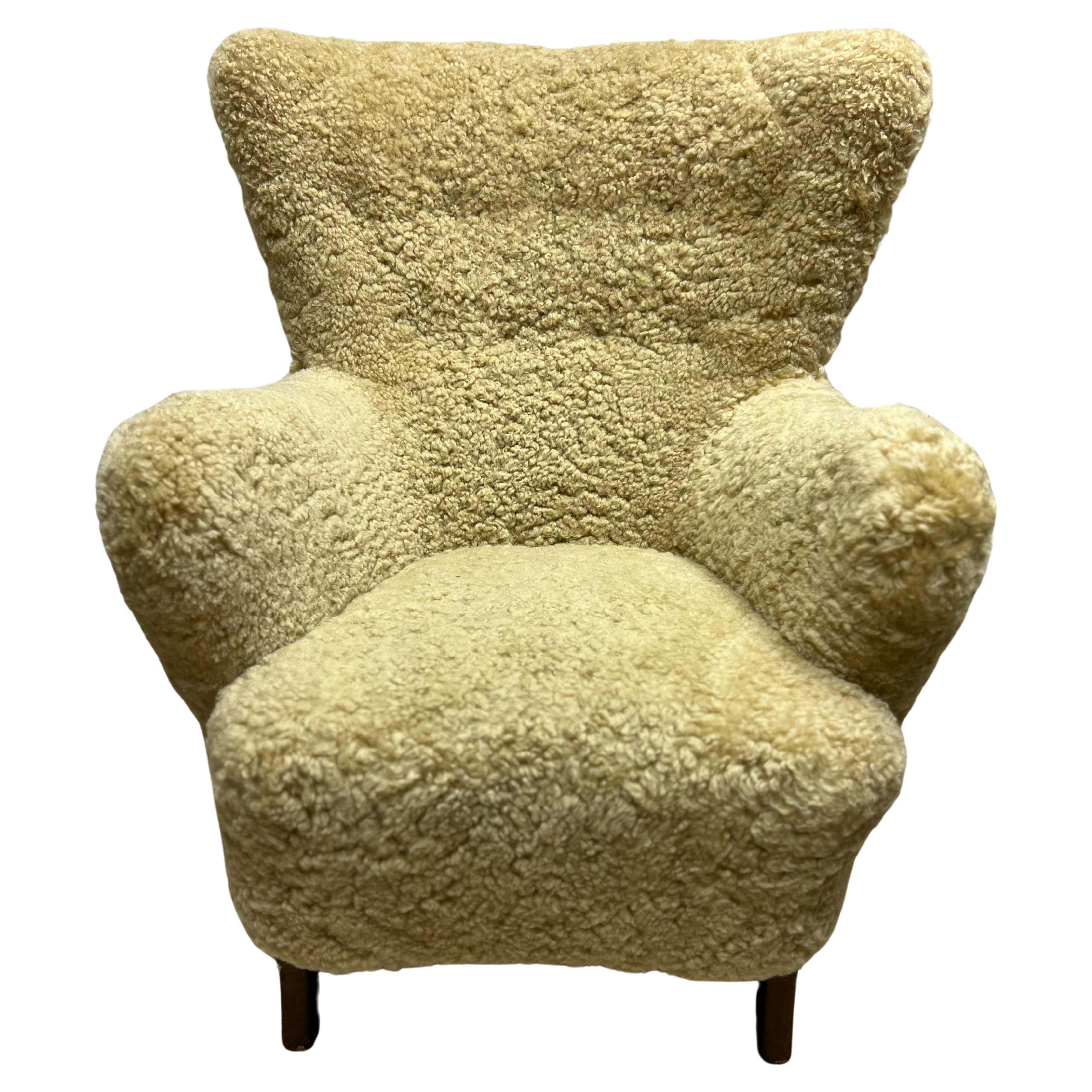 Pair of Shearling Chairs by Alfred Christensen, Denmark circa 1950 For Sale 1