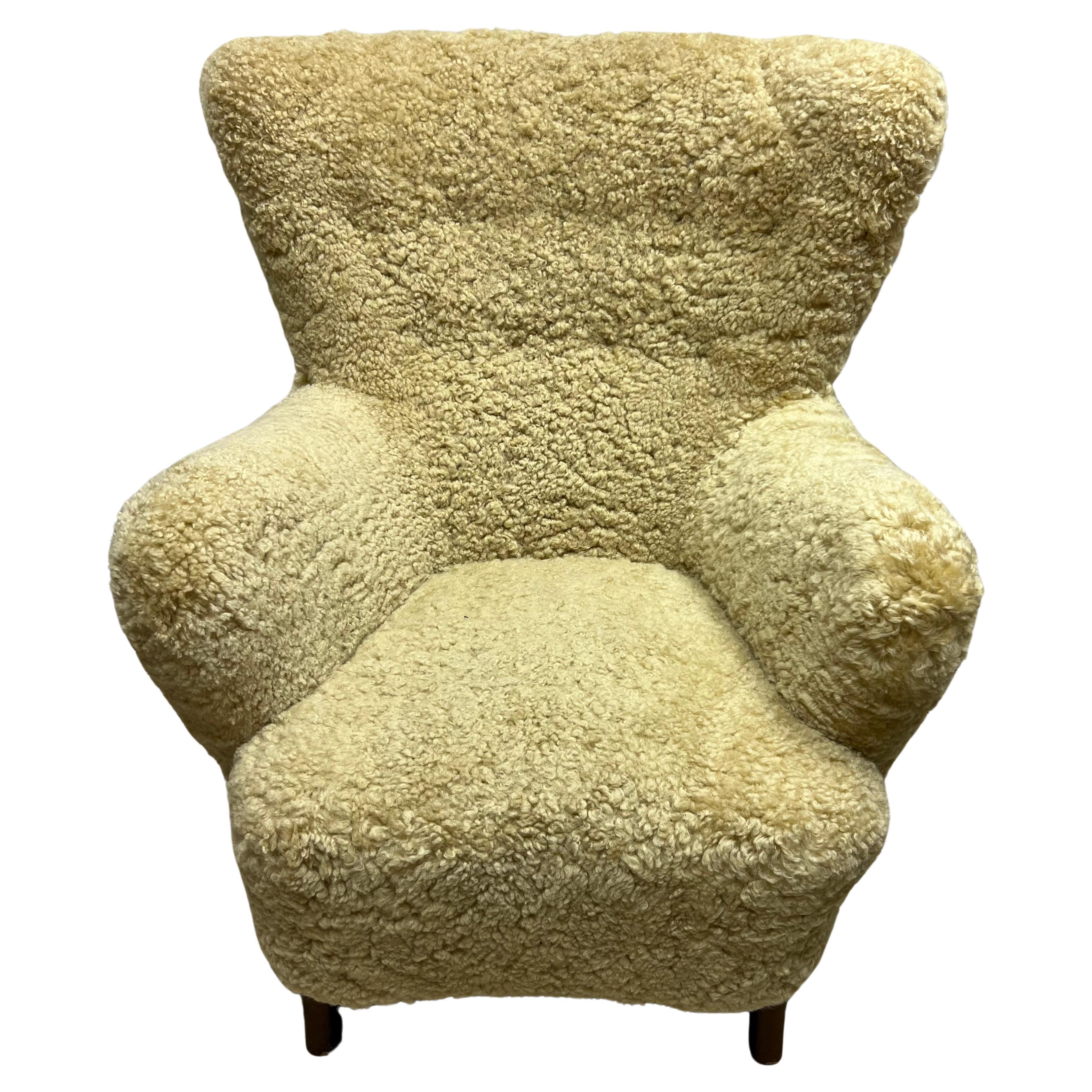 Pair of Shearling Chairs by Alfred Christensen, Denmark circa 1950 For Sale 2