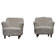 Paar Shearling-Loungesessel – Dänemark
