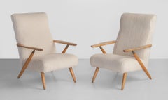 Pair of Shearling Lounge Chairs, France, circa 1950