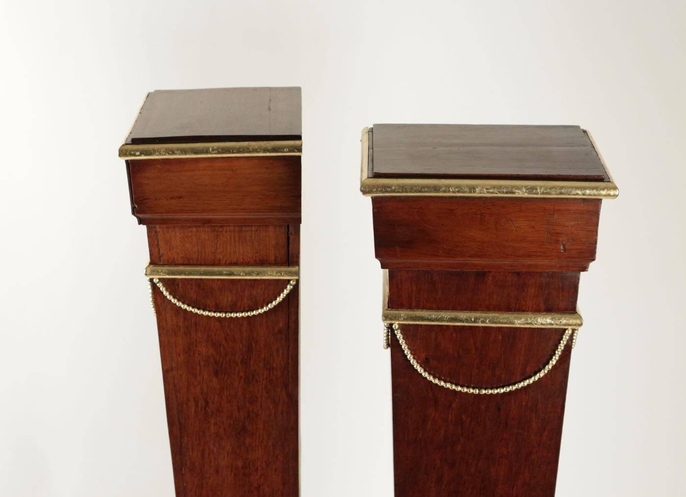 Pair of Sheaths, Consoles, Mahogany, Golden at the Gold Leaf, 19th Century For Sale 4
