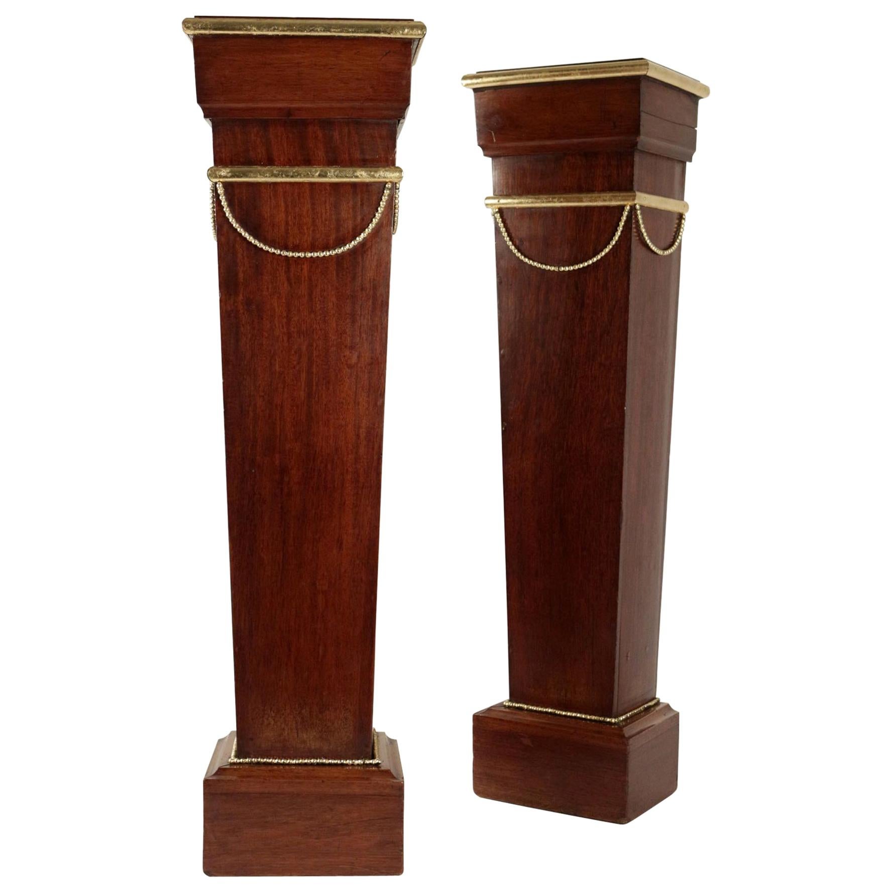 Pair of Sheaths, Consoles, Mahogany, Golden at the Gold Leaf, 19th Century For Sale