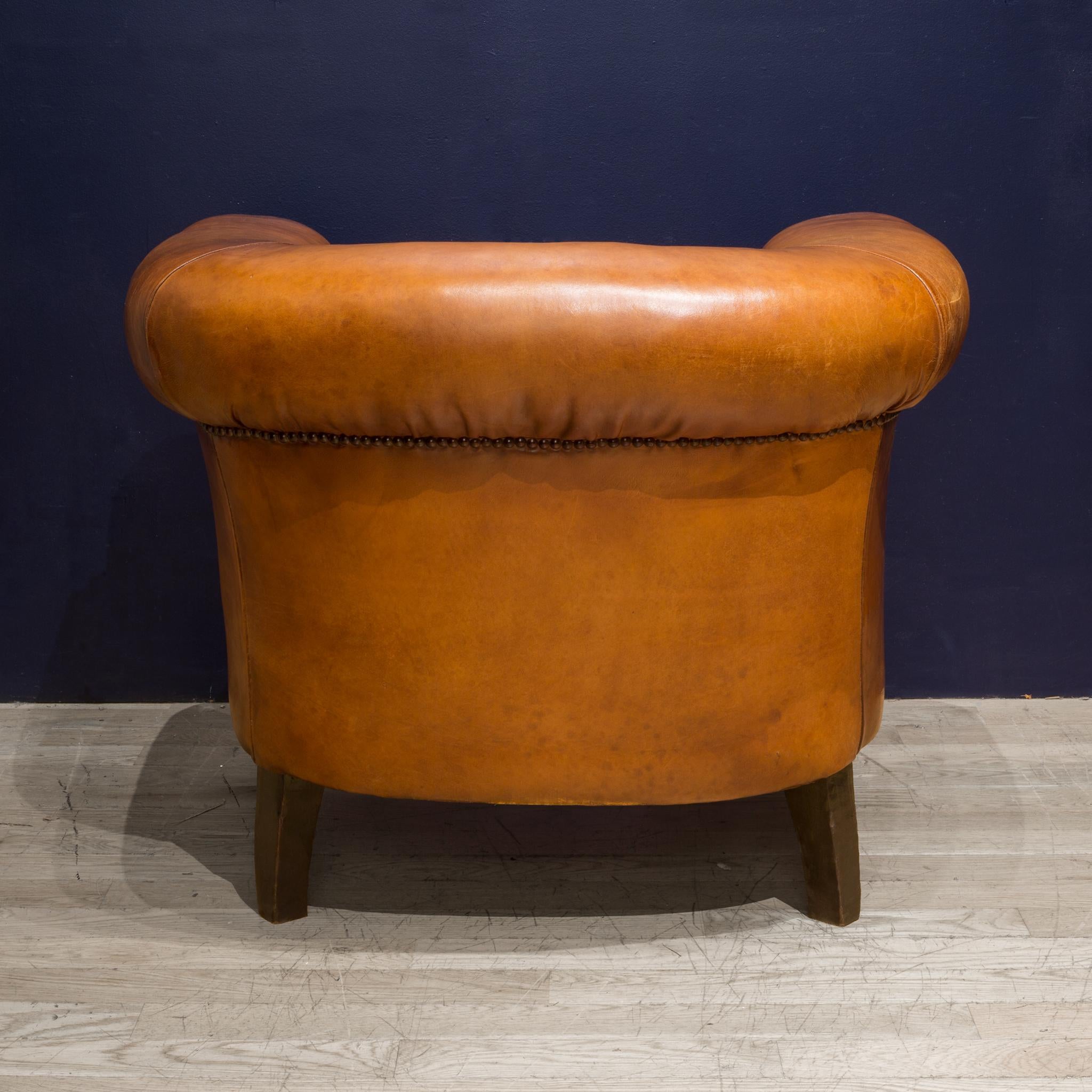 Sheep Hide French Round Club Chairs with Bakelite and Brass Casters