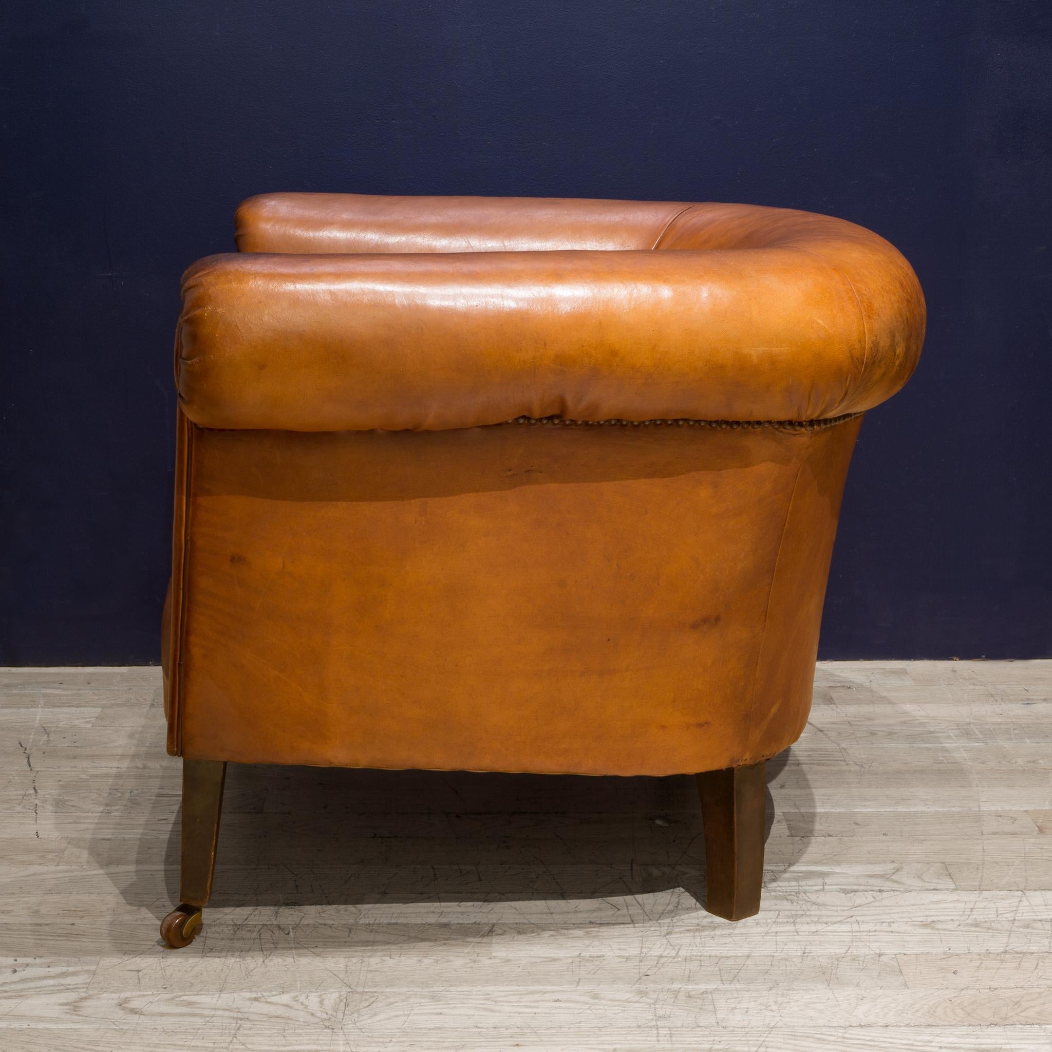 Sheep Hide French Round Club Chairs with Bakelite and Brass Casters , circa 1940 1