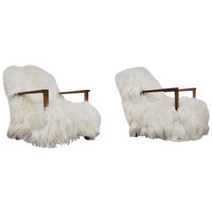 Pair of Sheepskin Armchairs, 1960s