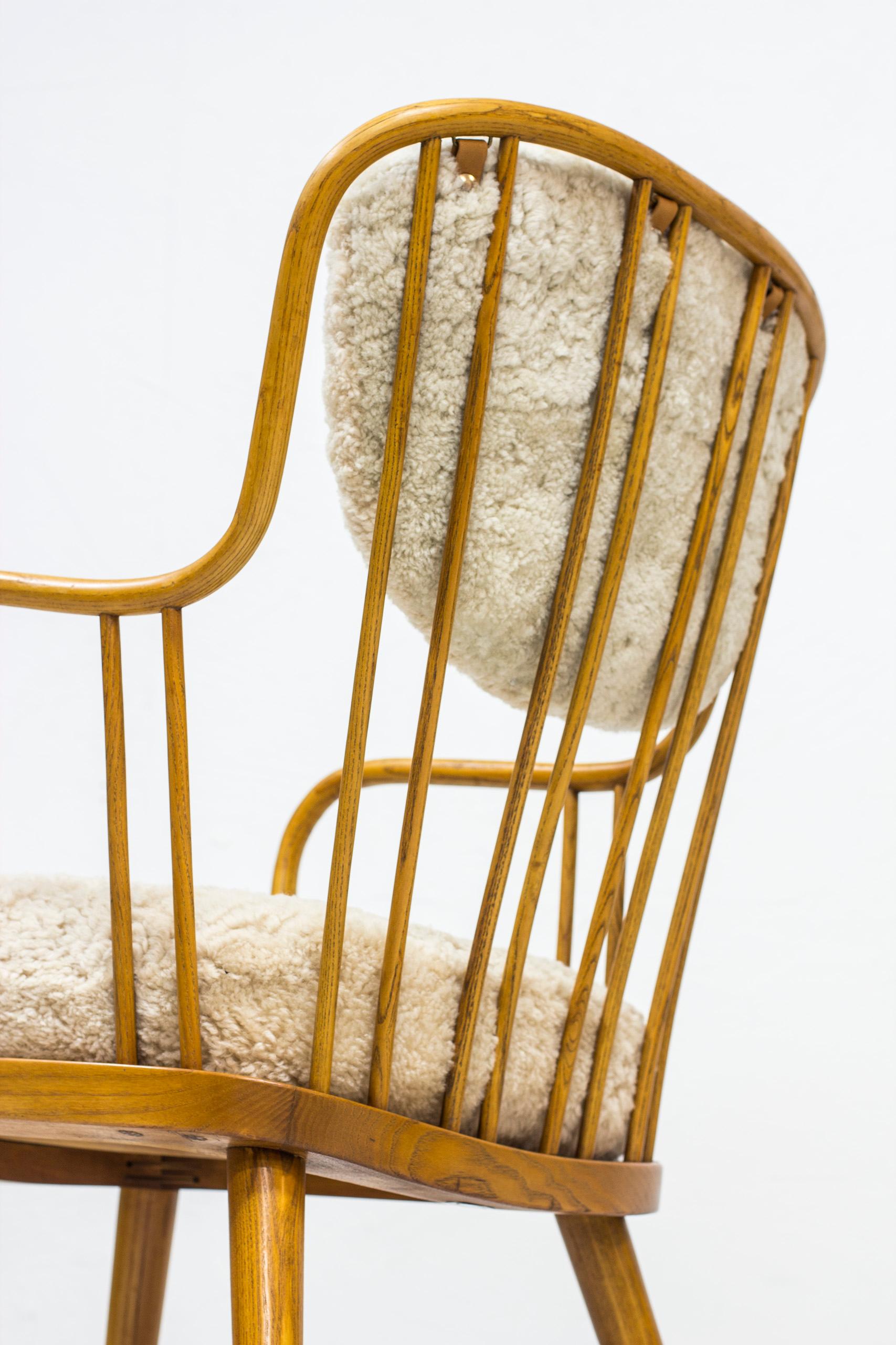 Pair of Sheepskin Easy Chairs by Aage Herman Olsen, Denmark, 1940s In Good Condition In Hägersten, SE